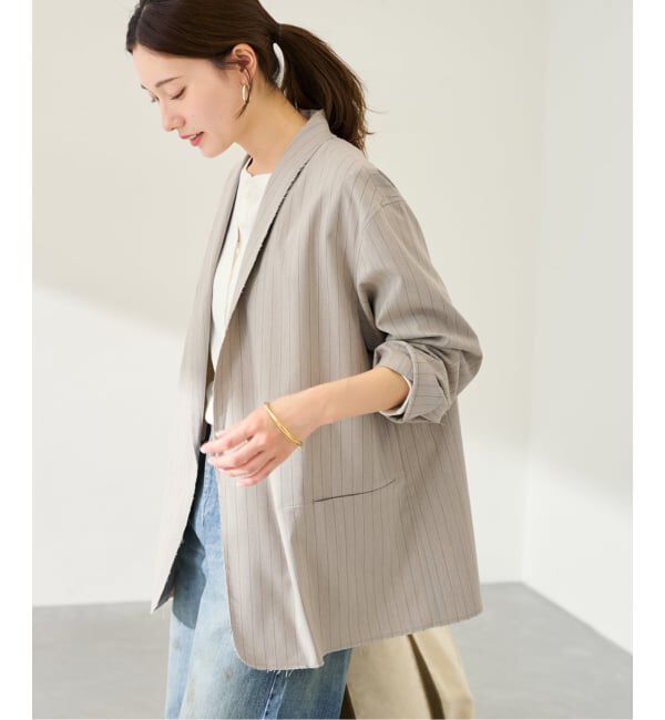 FRAMeWORK「TOPカラーボタンレスジャケット」|その他|ベージュ