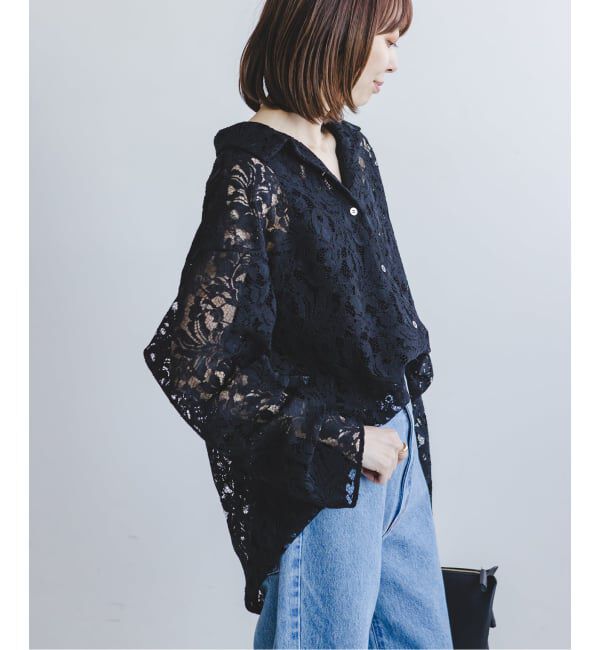 NOBLE「《追加》ボタニカルレースオープンカラーシャツ」|シャツ・ブラウス|