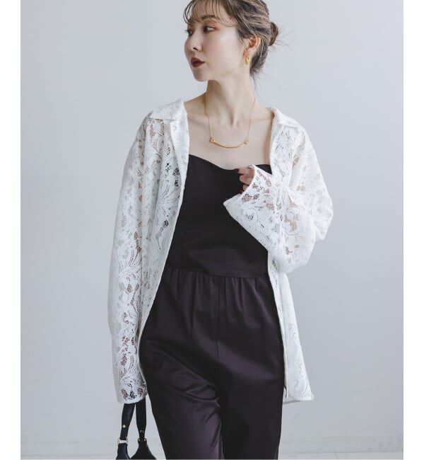 NOBLE「《追加》ボタニカルレースオープンカラーシャツ」|シャツ・ブラウス|