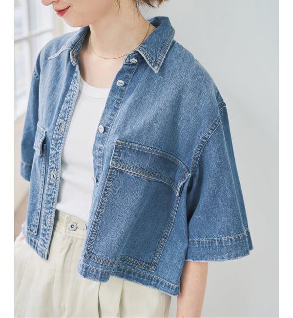 Spick and Span「《予約》5 1/2 HALF Sleeve Shirt」|シャツ・ブラウス|サックスブルー