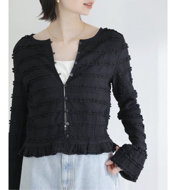  「【洗える】Mewl / ミュール ミニフリル2WAYカーデ」|カーディガン|ブラック