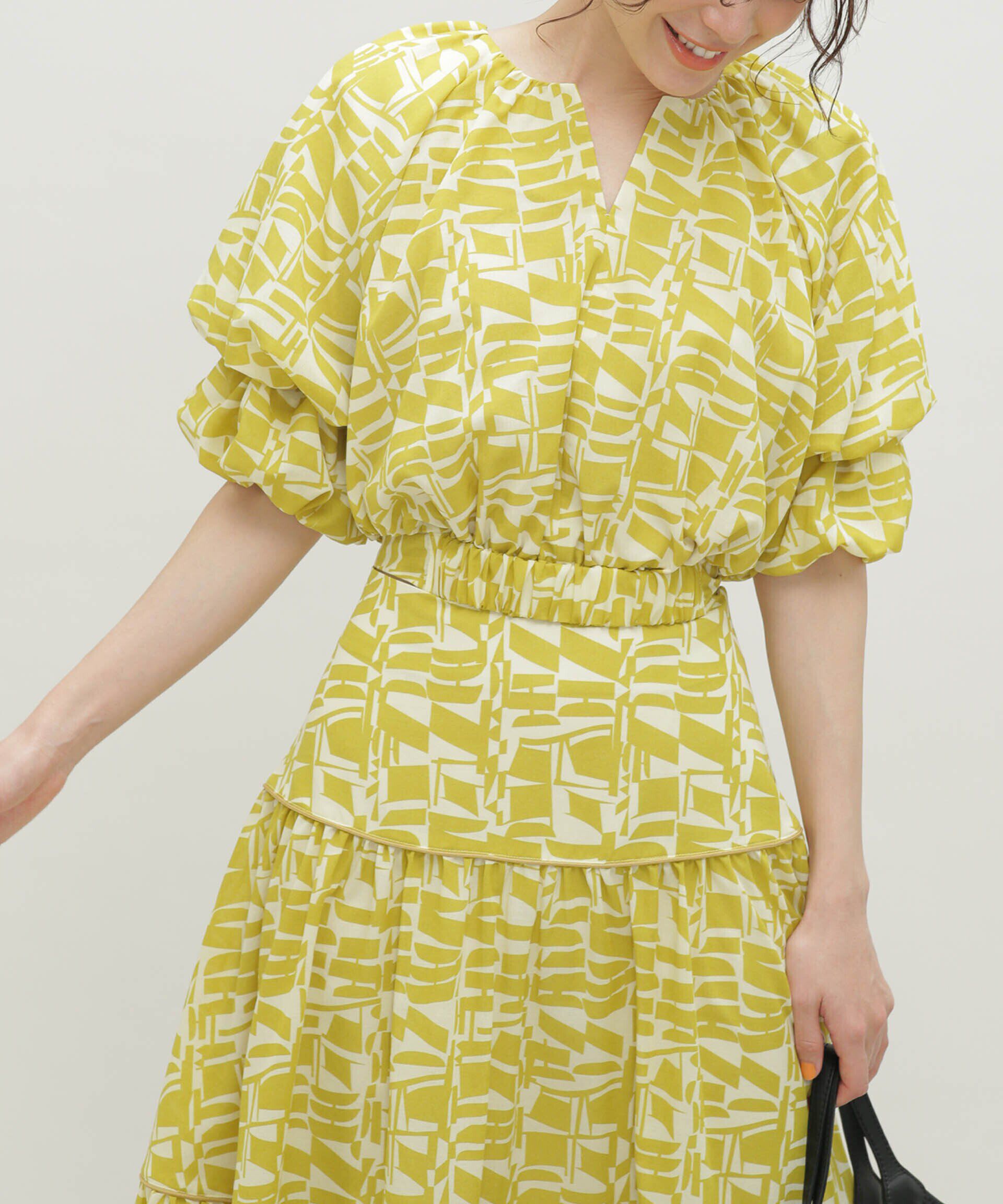 nano･universe「LB.03/幾何学柄バルーンスリーブブラウス」|シャツ・ブラウス|イエロー