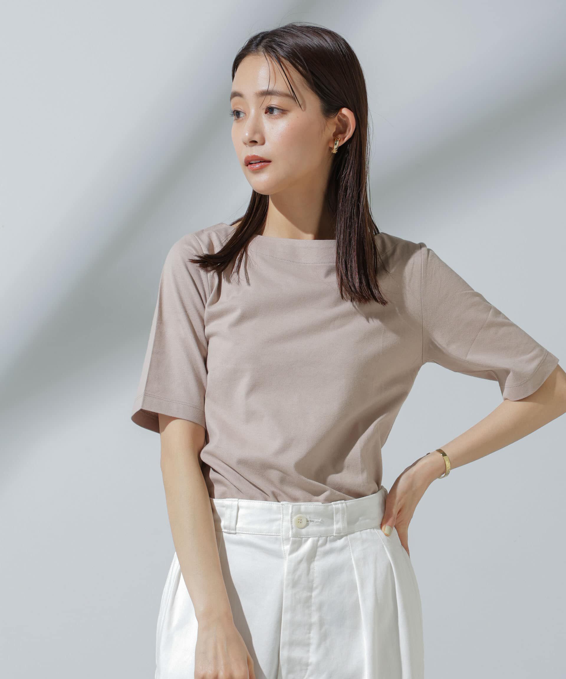 nano･universe「Anti Soaked(R) 汗染み防止 ボートネックTシャツ」|Tシャツ・カットソー|グレージュ3