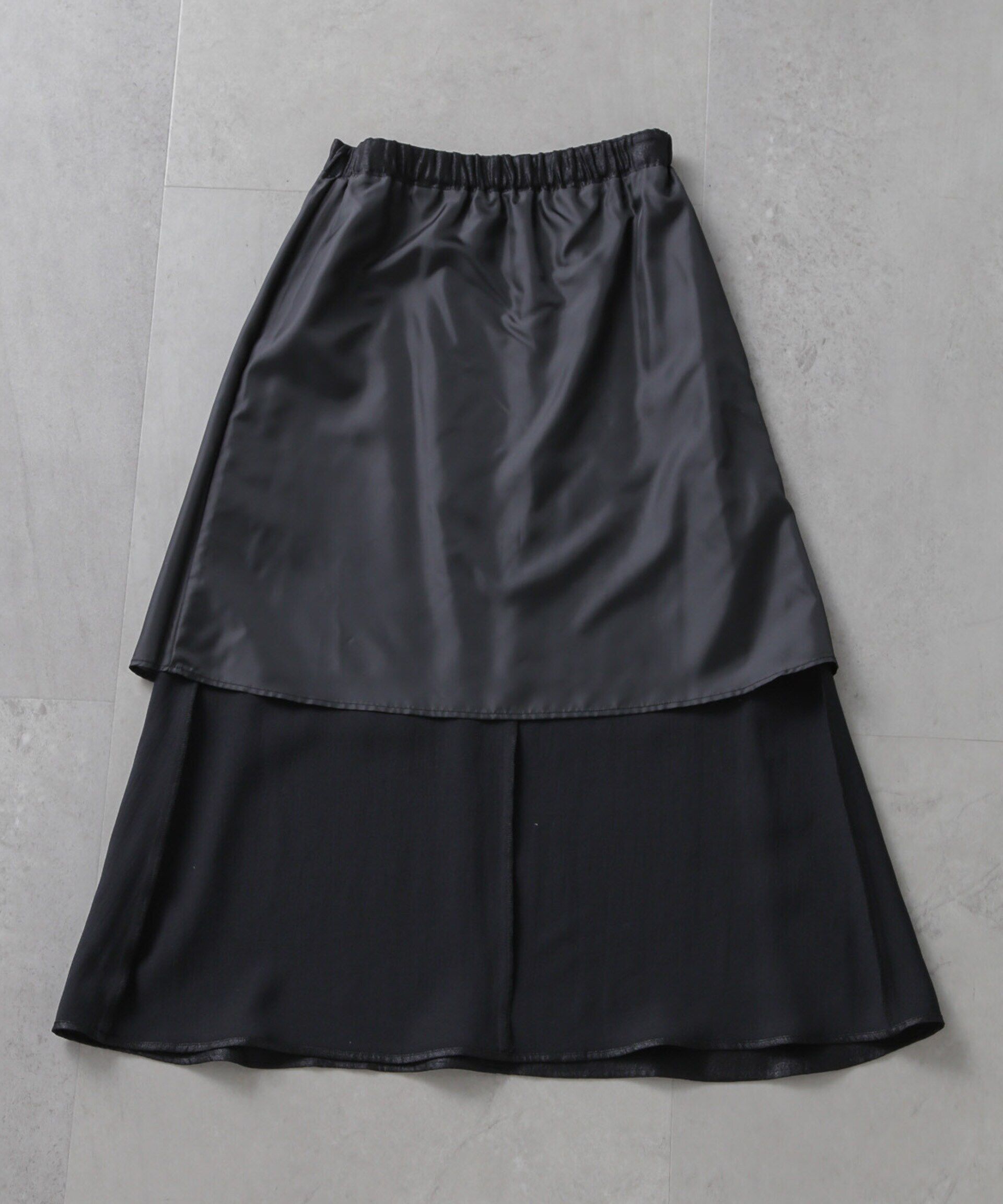 nano･universe「シャイニーサテンロングスカート」|スカート|