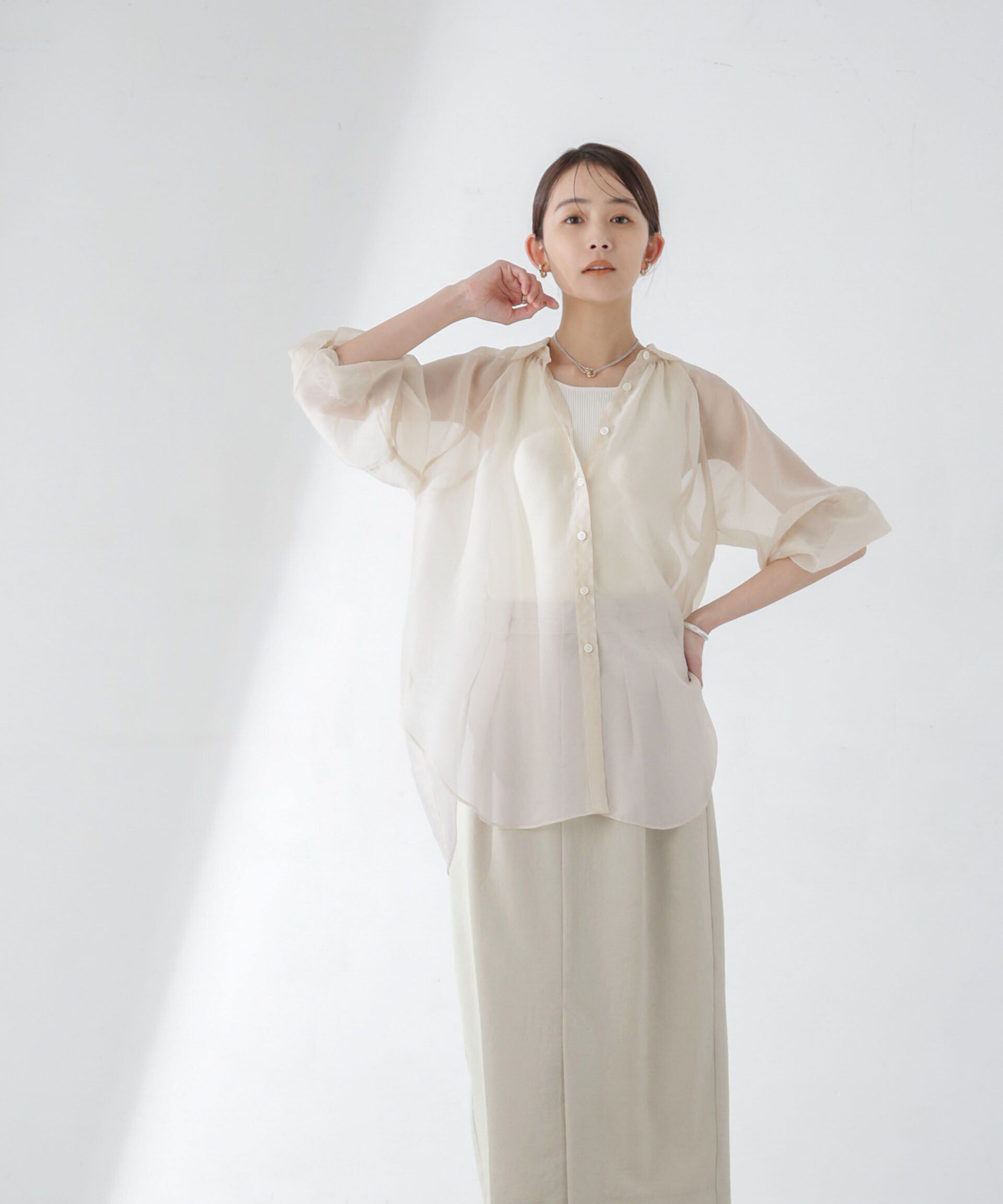 nano･universe「<洗濯機使用可><ﾉﾝｱｲﾛﾝ>ﾒﾗﾝｼﾞﾄﾞﾗｲ ｿﾌﾄｺｸｰﾝｽｶｰ  」|スカート|