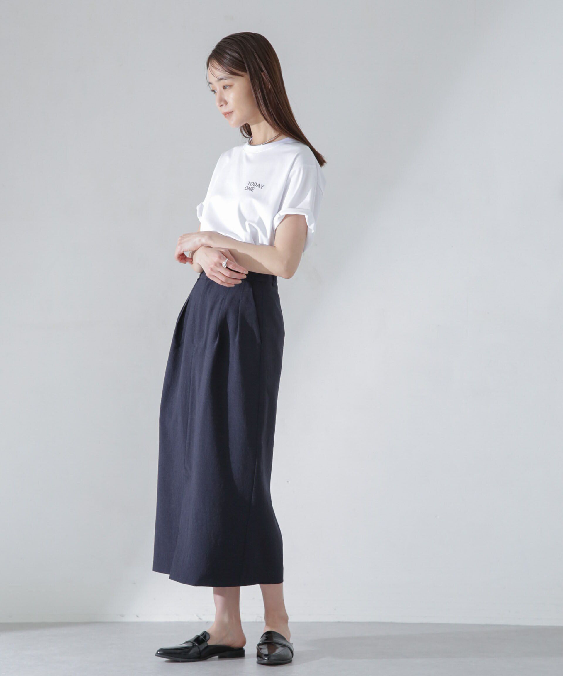 nano･universe「<洗濯機使用可><ﾉﾝｱｲﾛﾝ>ﾒﾗﾝｼﾞﾄﾞﾗｲ ｿﾌﾄｺｸｰﾝｽｶｰ  」|スカート|