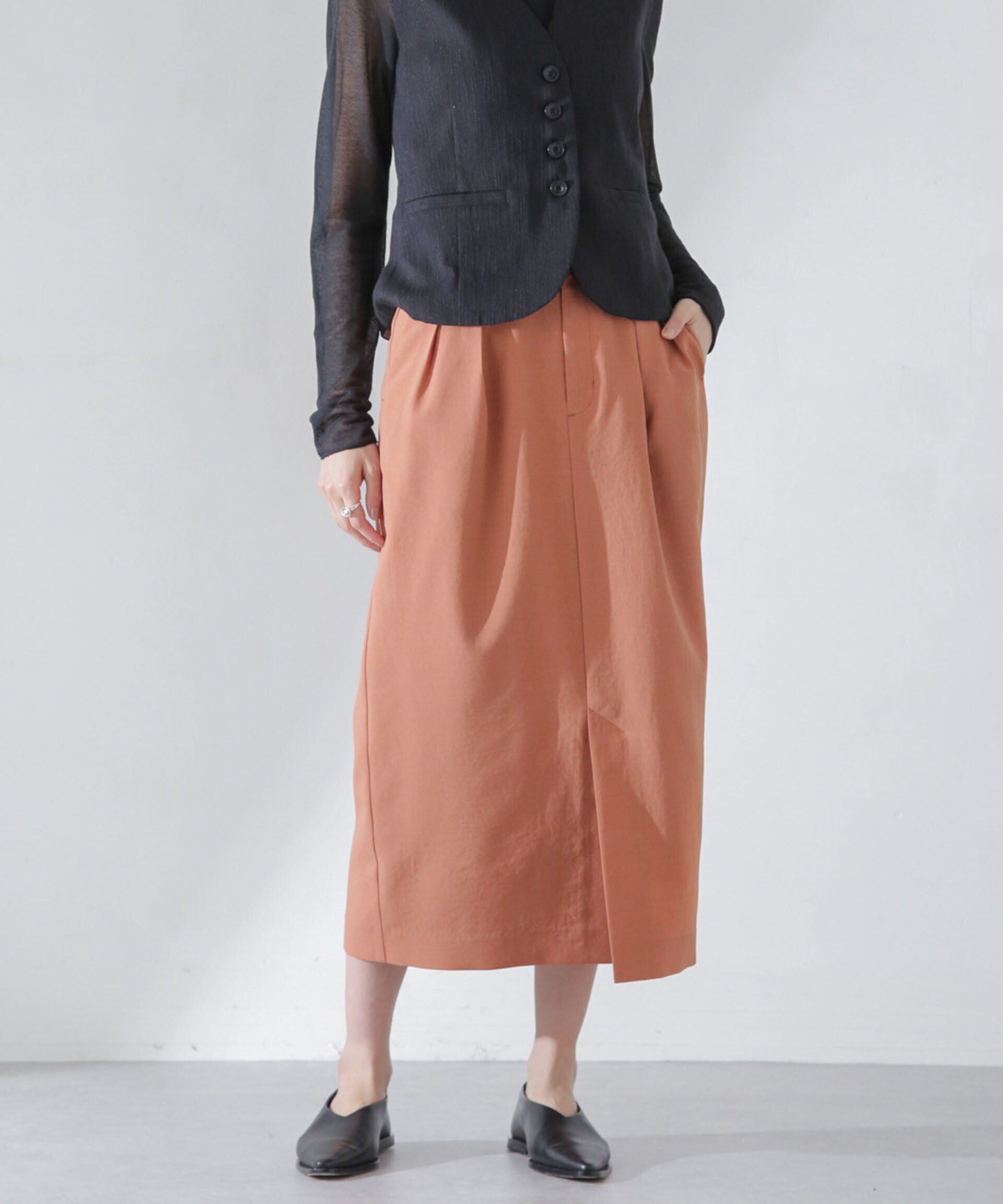 nano･universe「<洗濯機使用可><ﾉﾝｱｲﾛﾝ>ﾒﾗﾝｼﾞﾄﾞﾗｲ ｿﾌﾄｺｸｰﾝｽｶｰ  」|スカート|