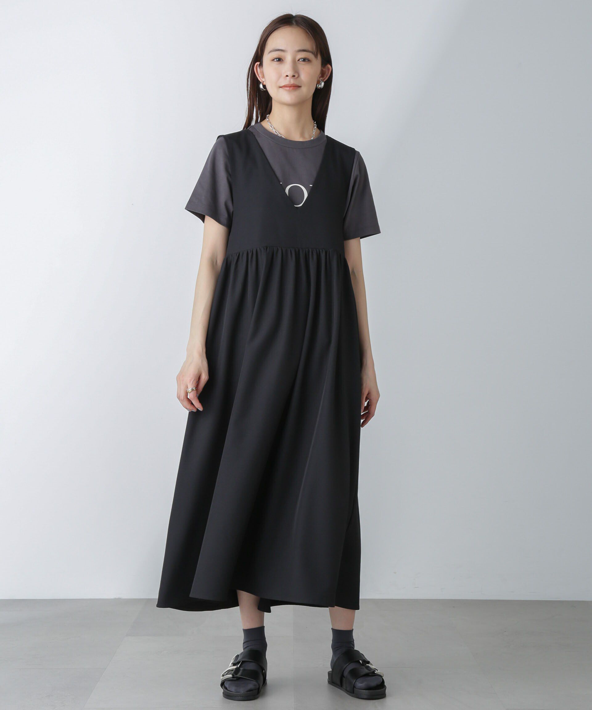 nano･universe「前後2wayギャザー切り替えワンピース」|ワンピース|