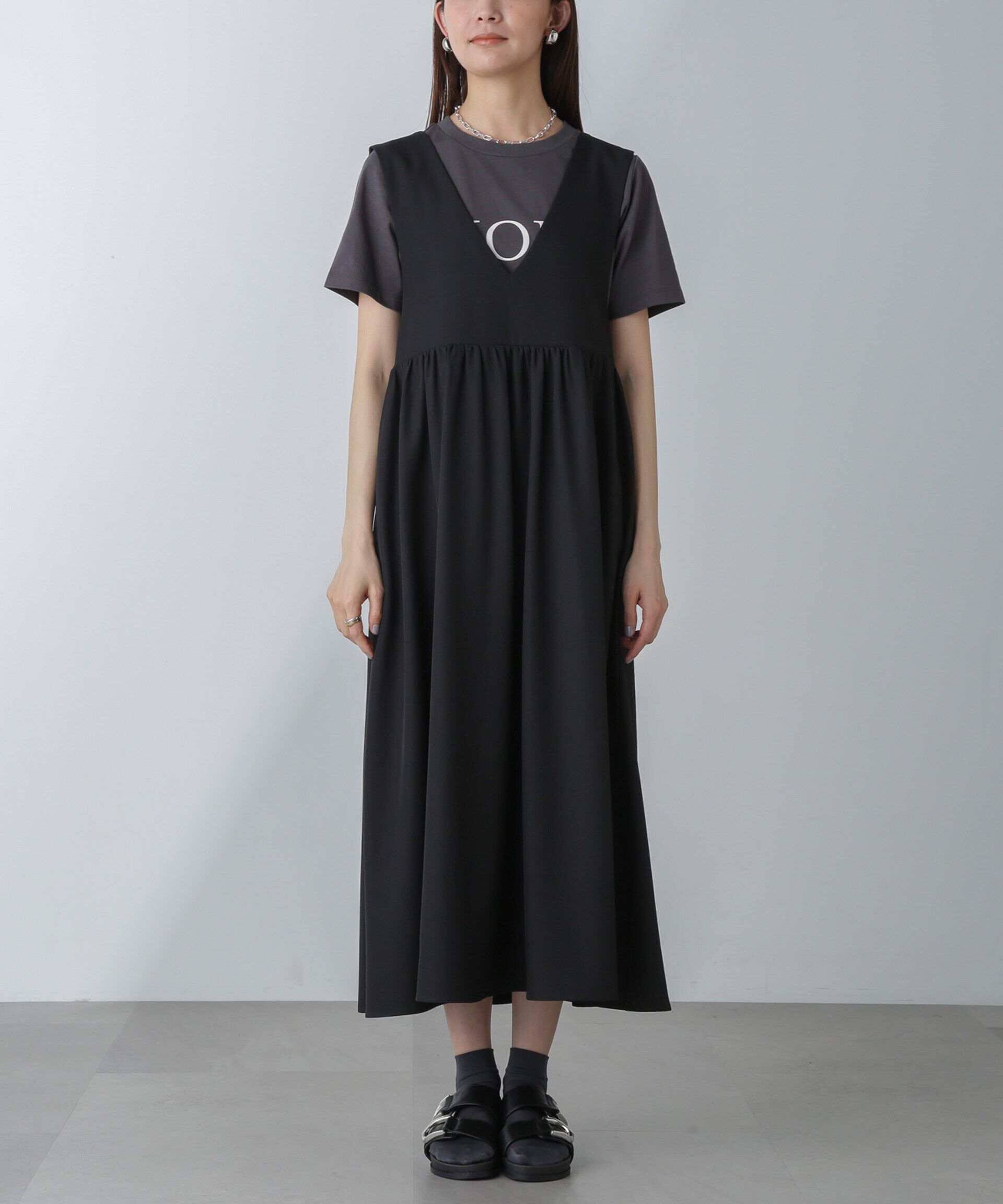 nano･universe「前後2wayギャザー切り替えワンピース」|ワンピース|