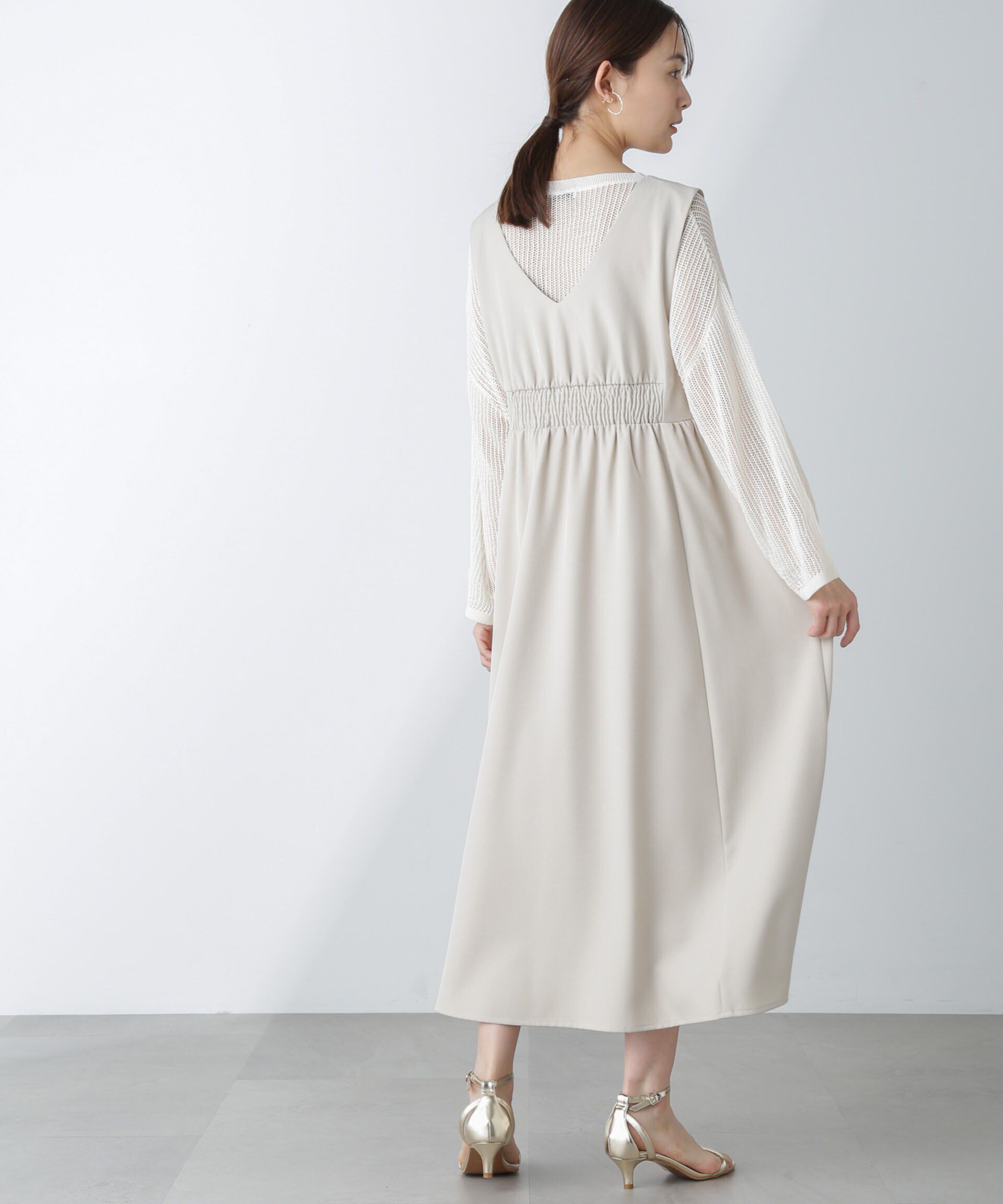 nano･universe「前後2wayギャザー切り替えワンピース」|ワンピース|ライトベージ 1