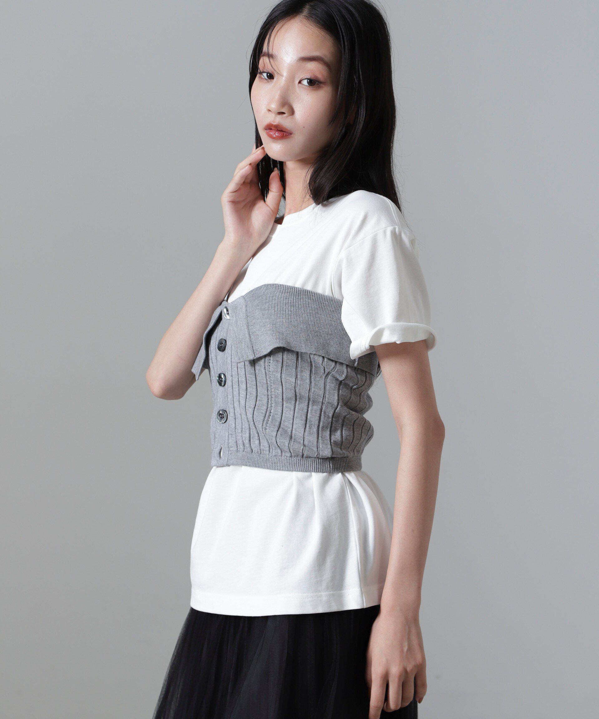 nano･universe「2WAYリブニットベアトップビスチェ」|ニット・セーター|