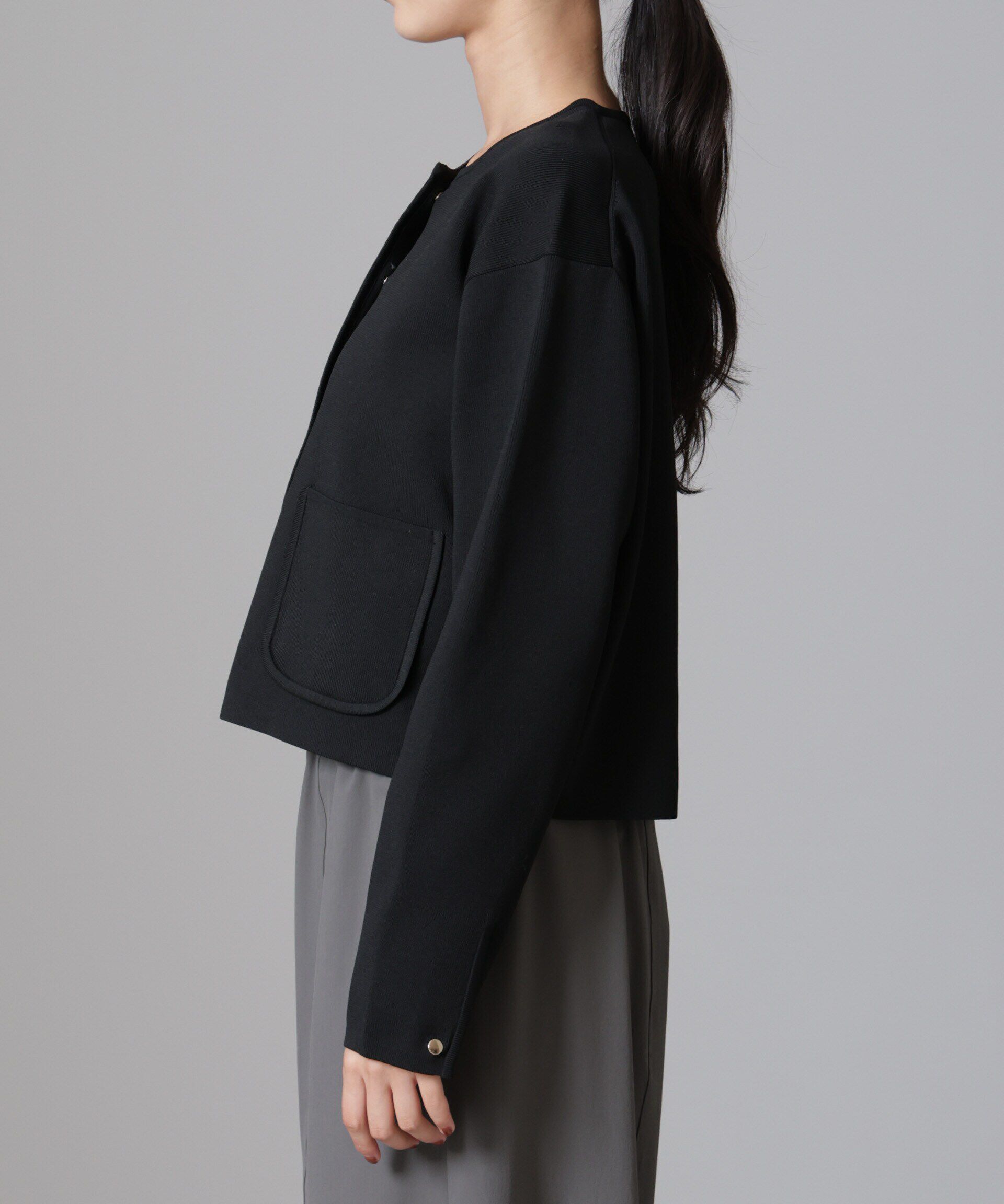 nano･universe「ノーカラーニットジャケット (セットアップ可)」|ニット・セーター|