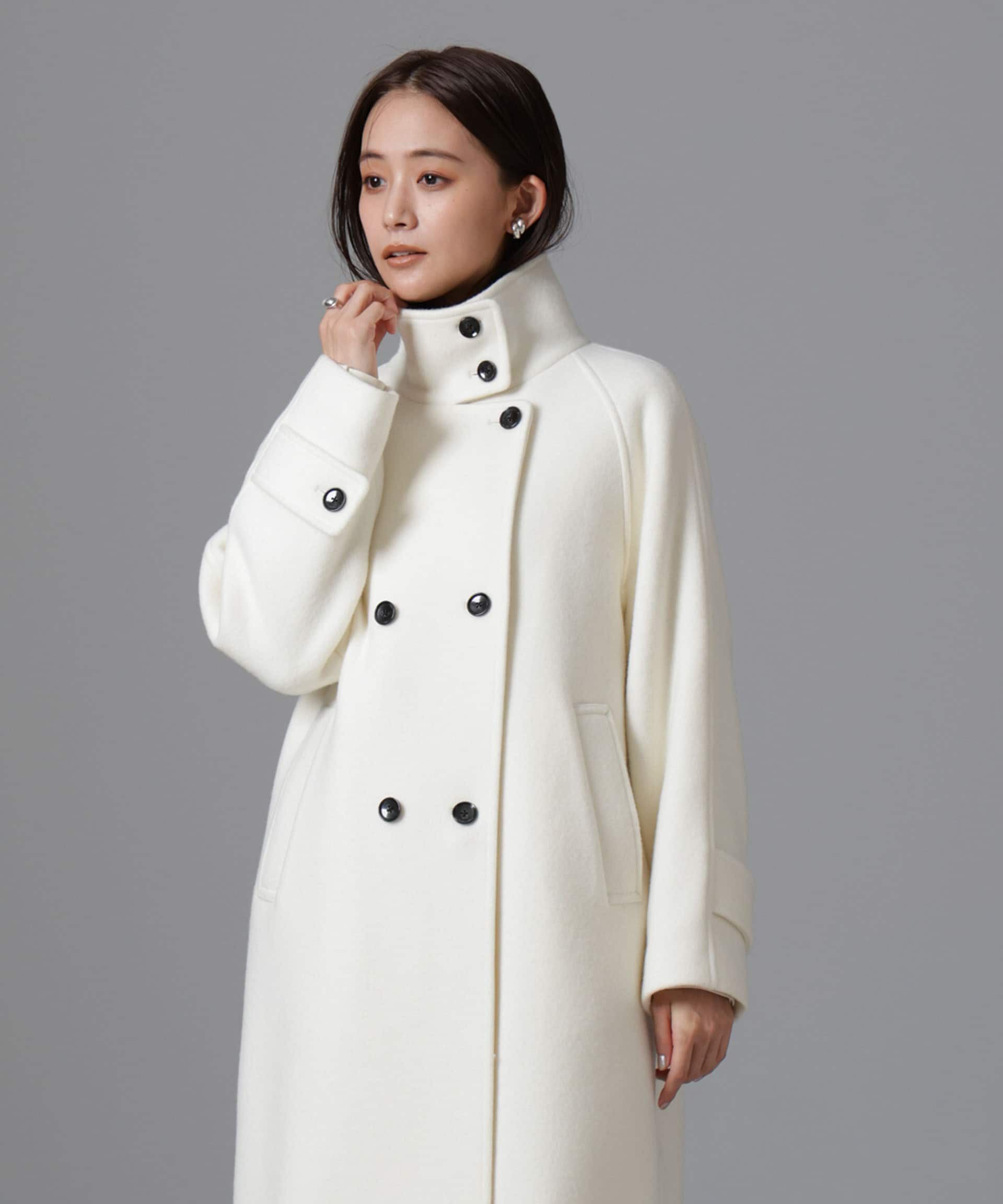 nano･universe「PECOLAMBウールカシミヤスタンドカラーコート」|その他|オフホワイト1