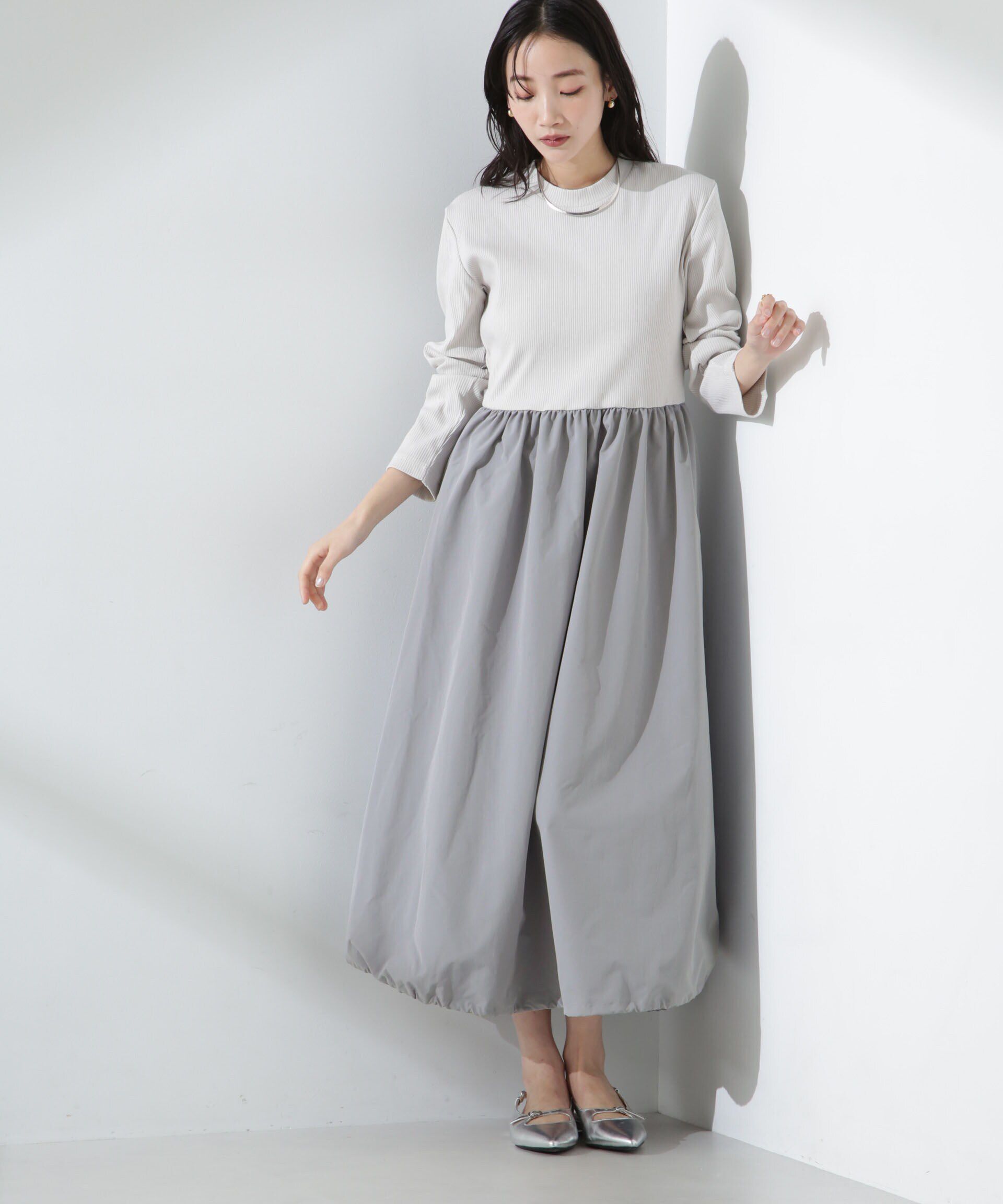 nano･universe「バルーン2WAYコンビワンピース」|ワンピース|L.グレー1