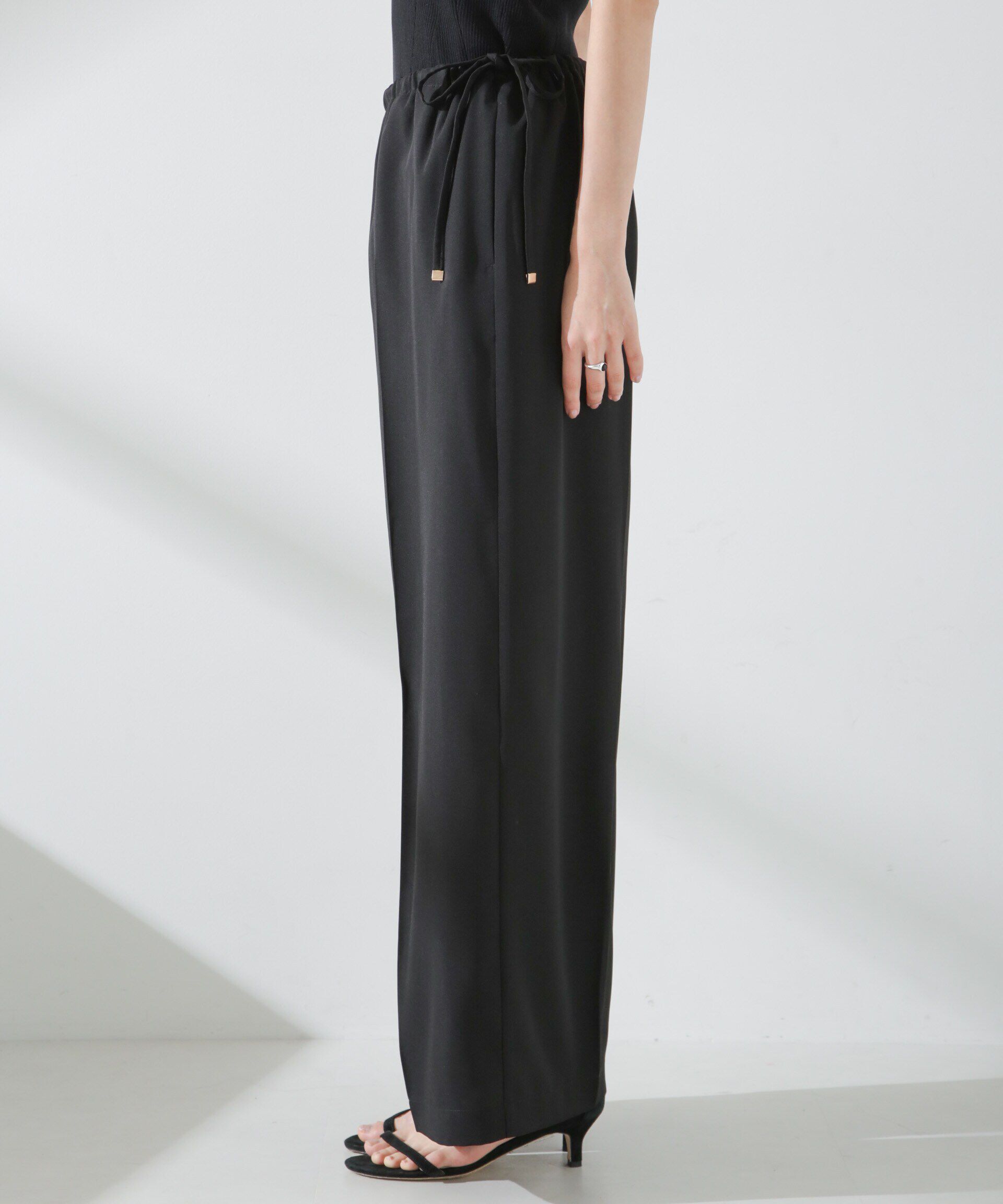 nano･universe「サイドリボンイージーワイドパンツ」|チノ|