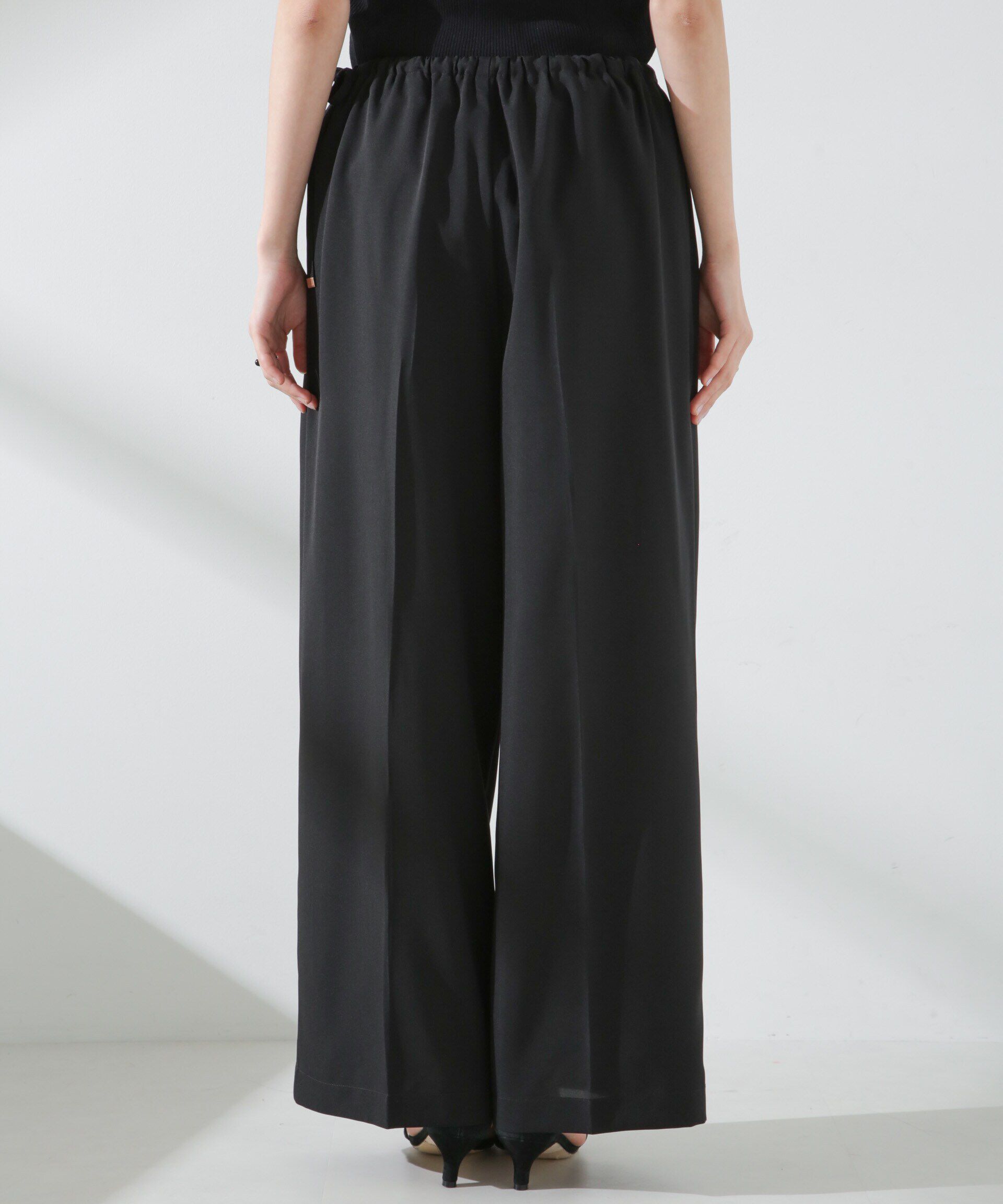 nano･universe「サイドリボンイージーワイドパンツ」|チノ|