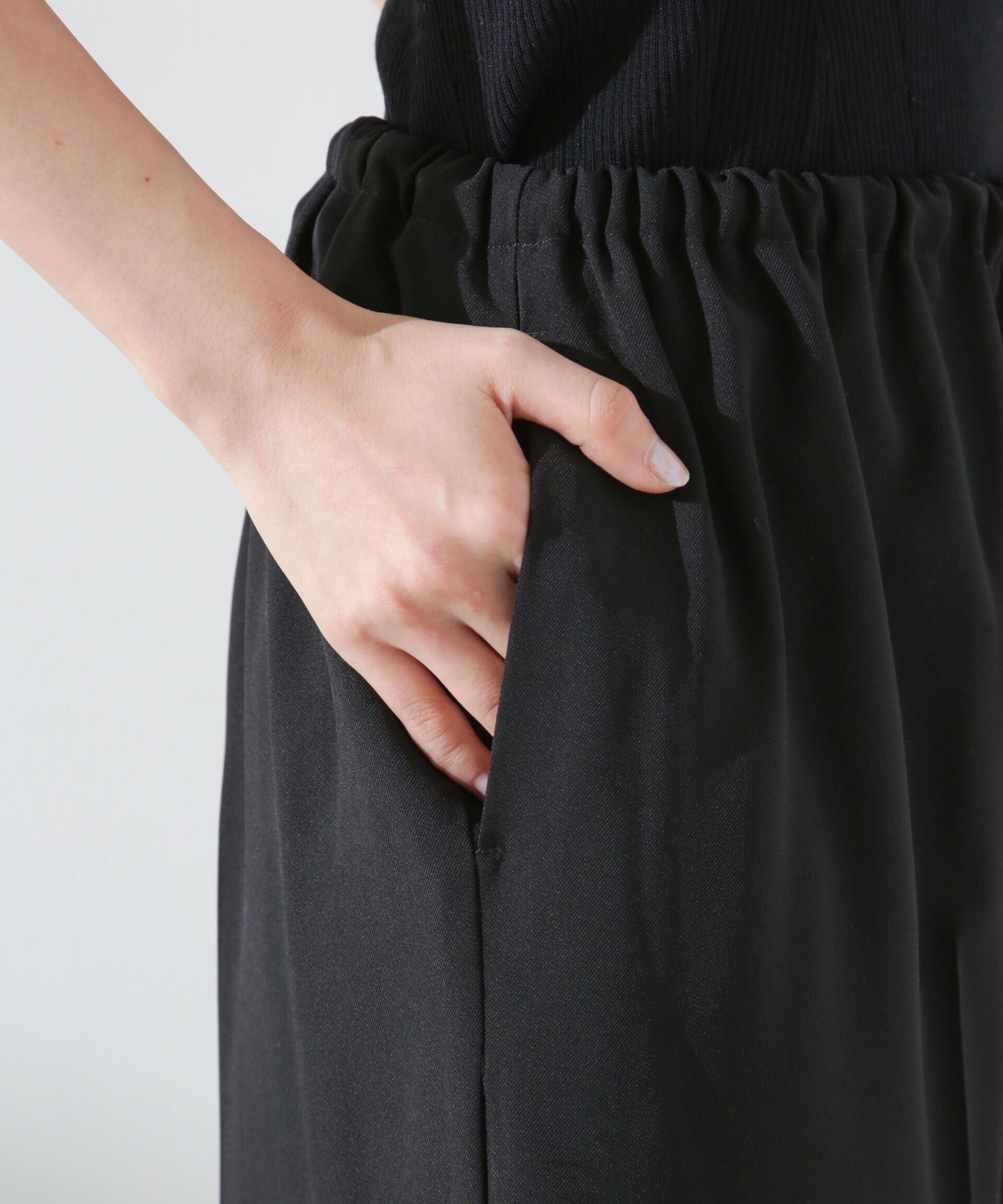 nano･universe「サイドリボンイージーワイドパンツ」|チノ|