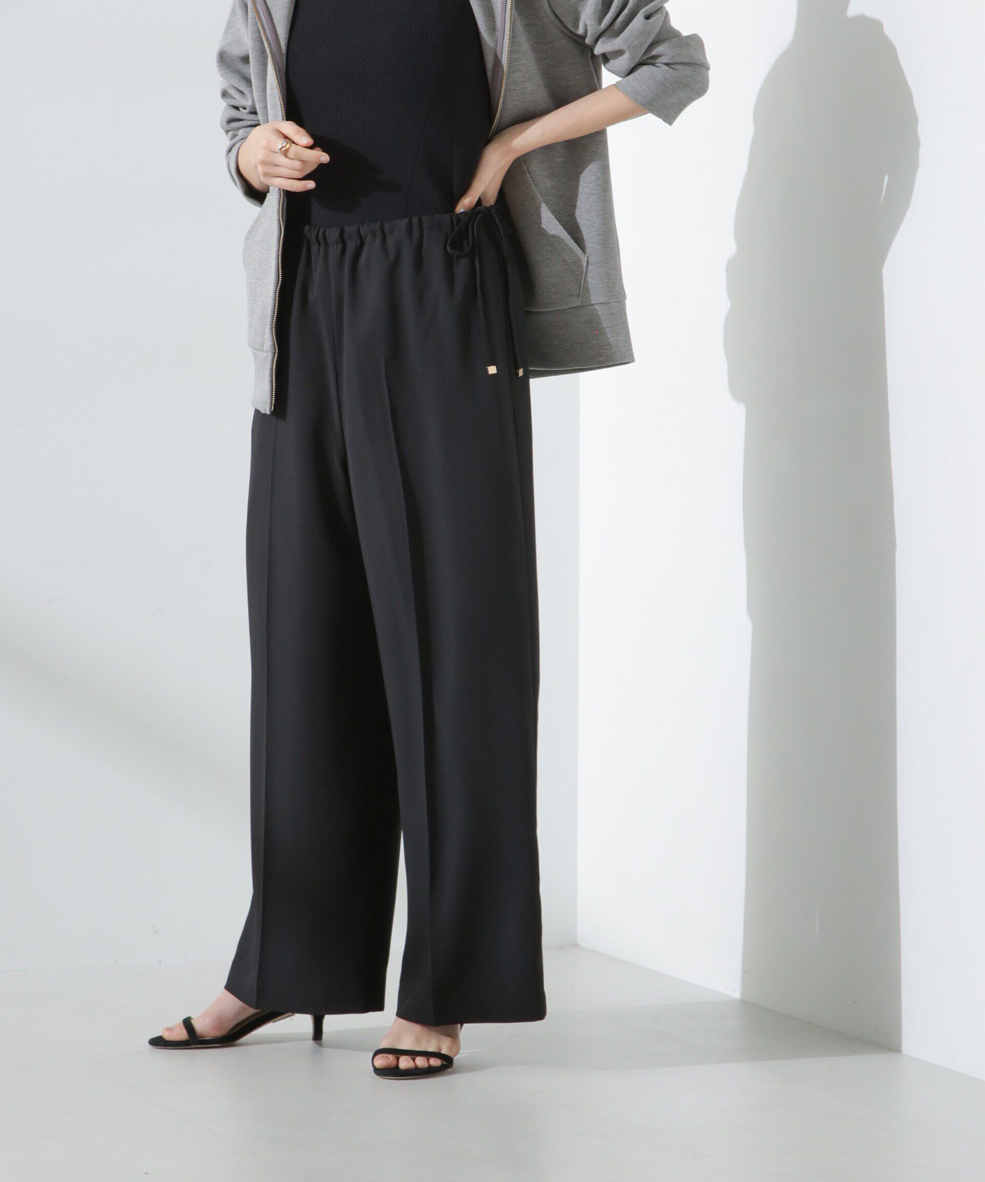 nano･universe「サイドリボンイージーワイドパンツ」|チノ|