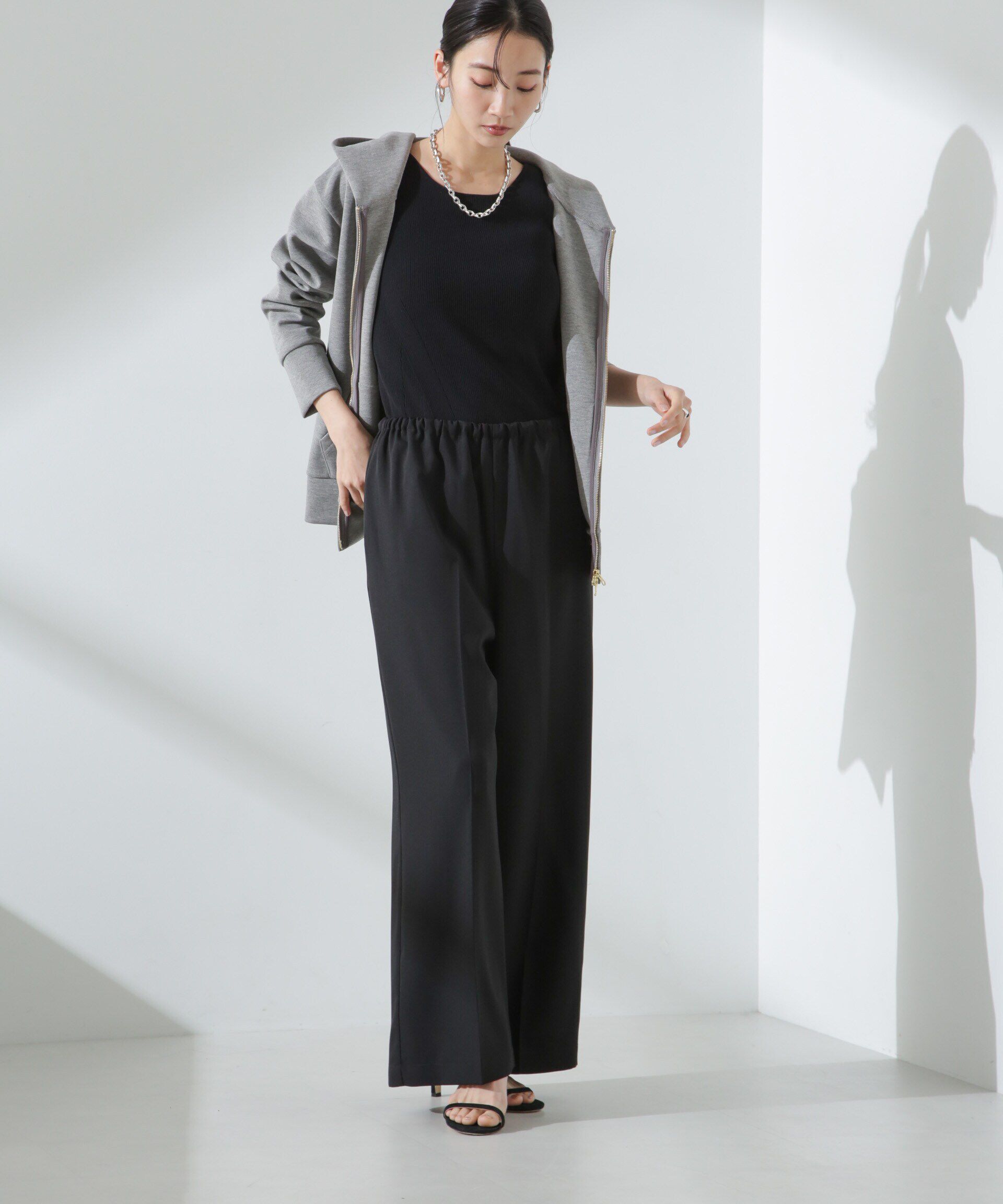 nano･universe「サイドリボンイージーワイドパンツ」|チノ|