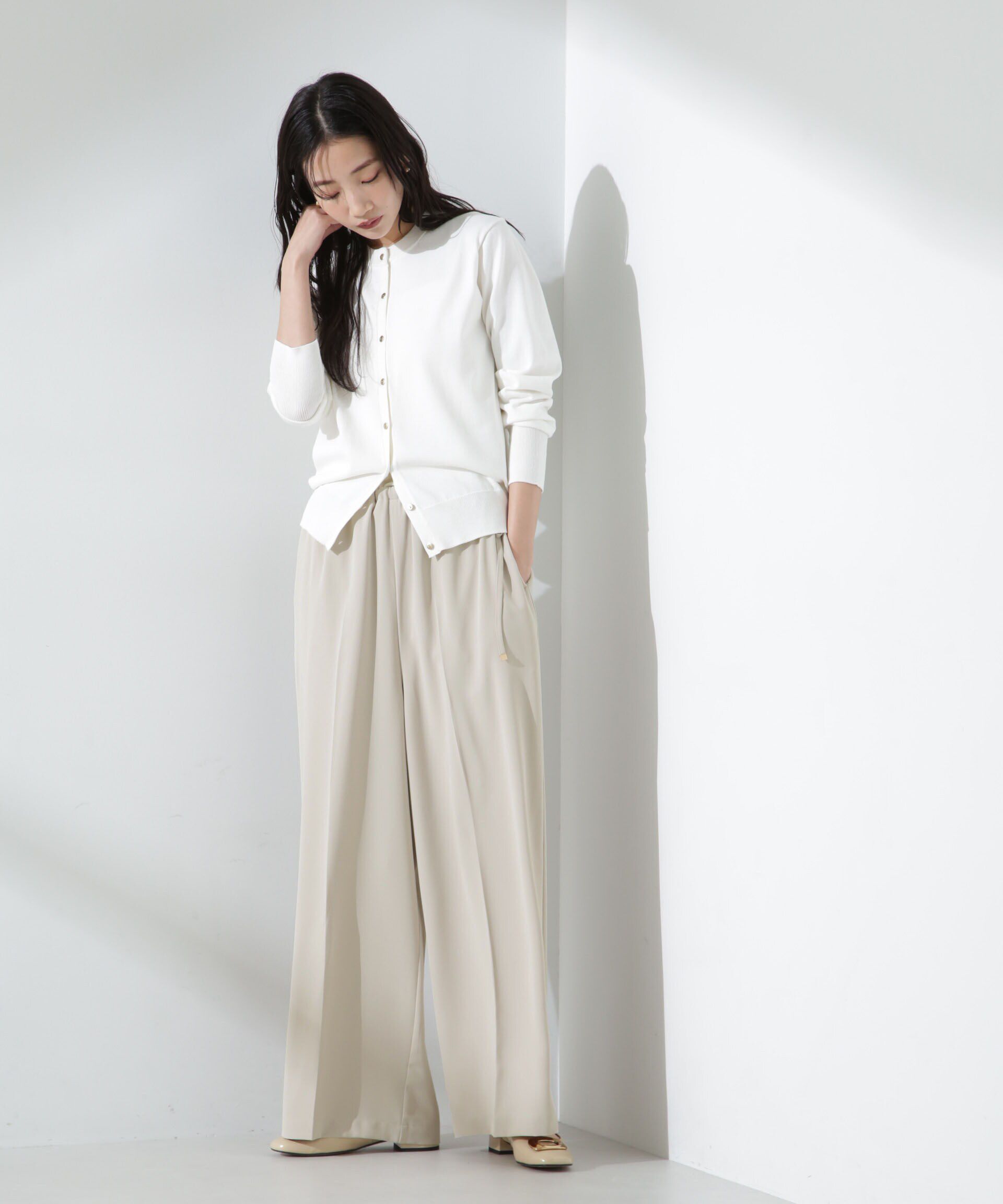 nano･universe「サイドリボンイージーワイドパンツ」|チノ|