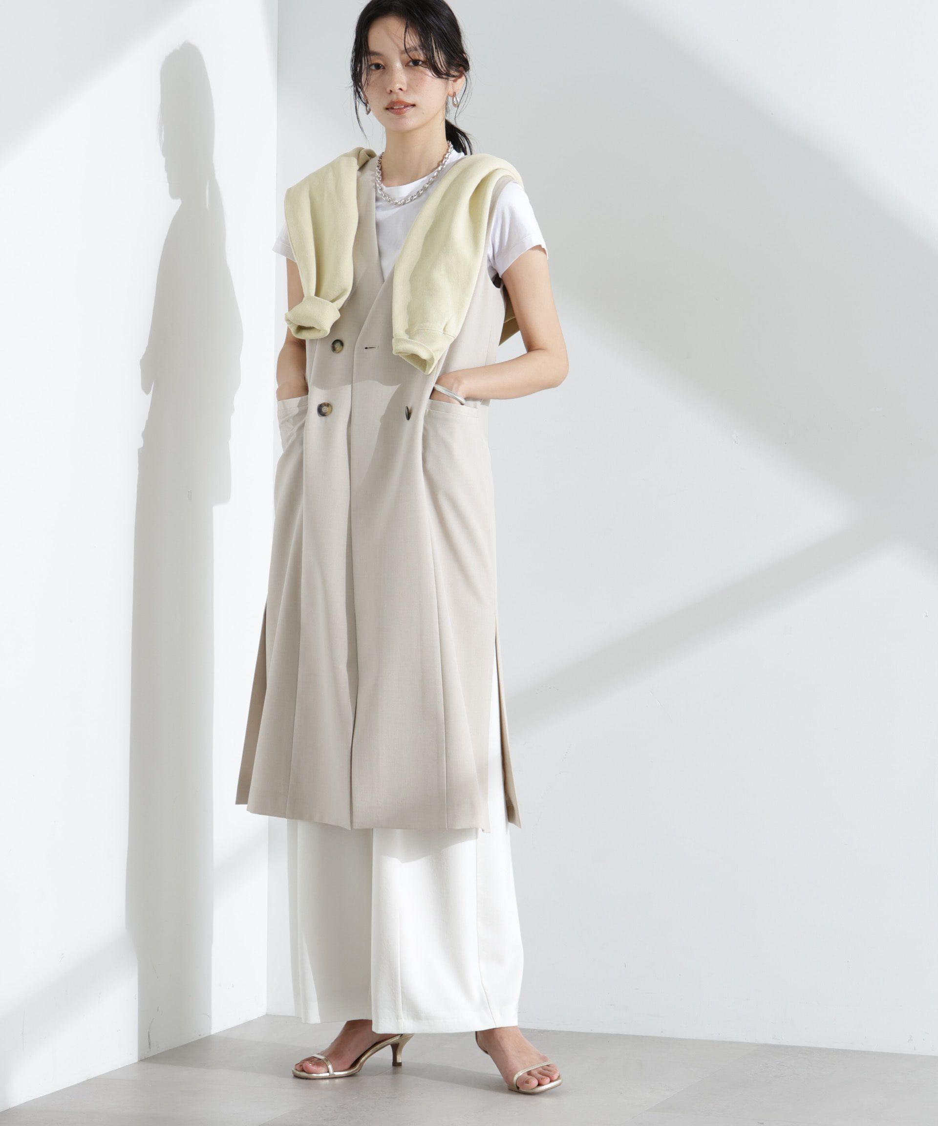 nano･universe「ライトファンクション ロングダブルジレ(セットアップ可)」|テーラードジャケット|