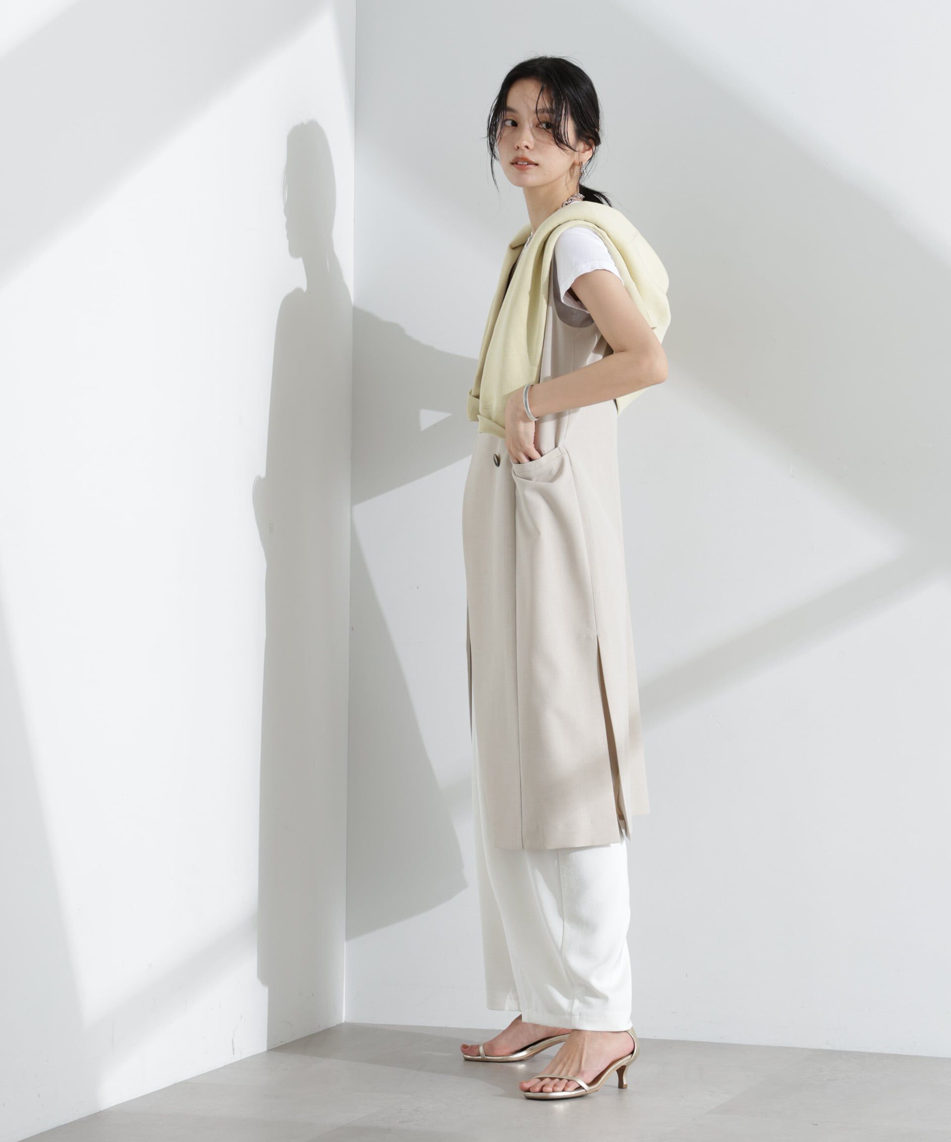 nano･universe「ライトファンクション ロングダブルジレ(セットアップ可)」|テーラードジャケット|