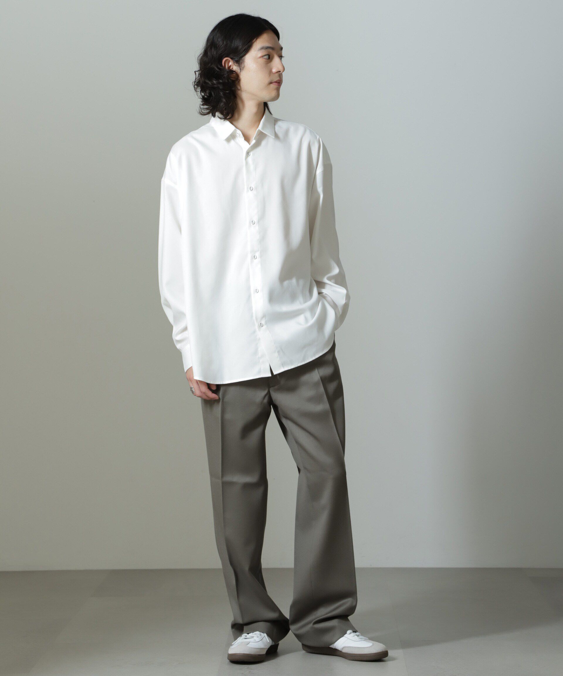 nano･universe「benine 9/ウールツイル2タックスラックス」|チノ|カーキ