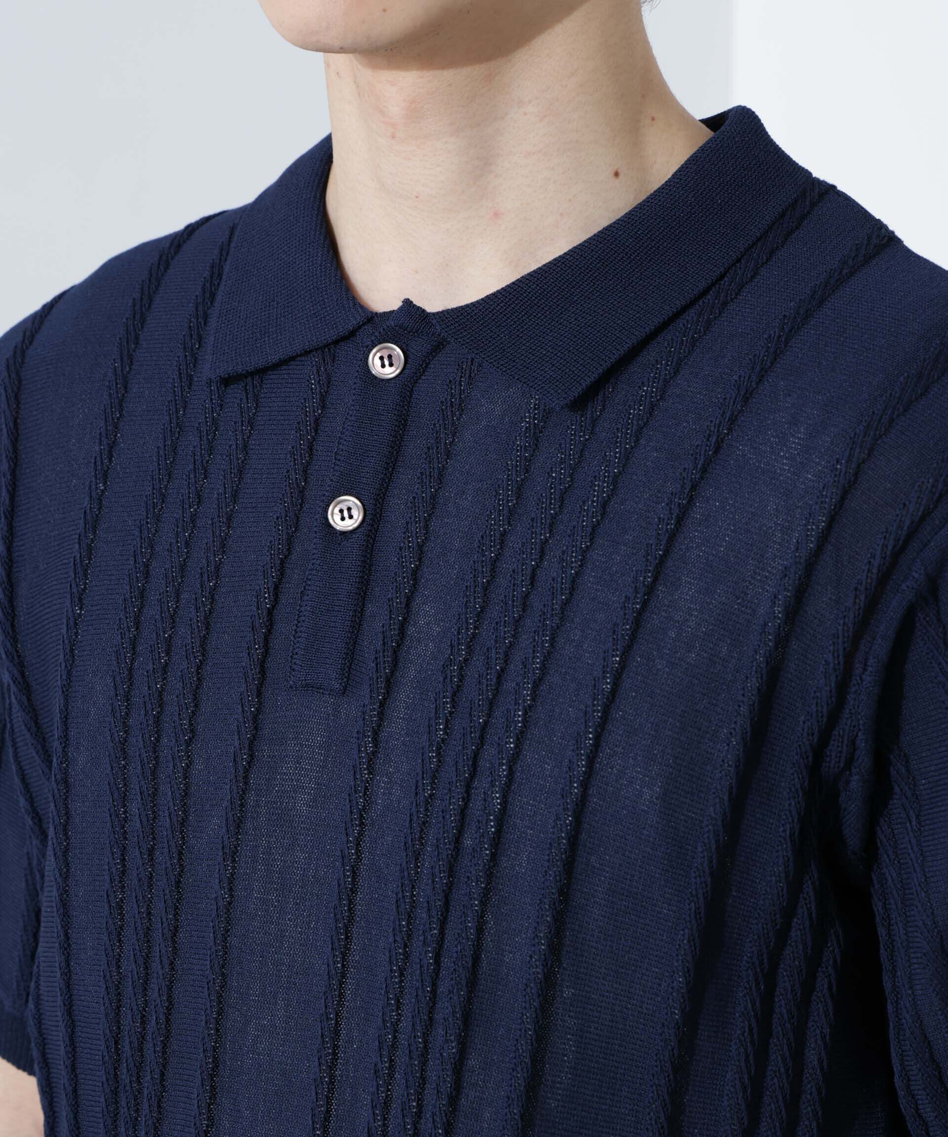 nano･universe「ストライプニットポロ 半袖」|ニット・セーター|