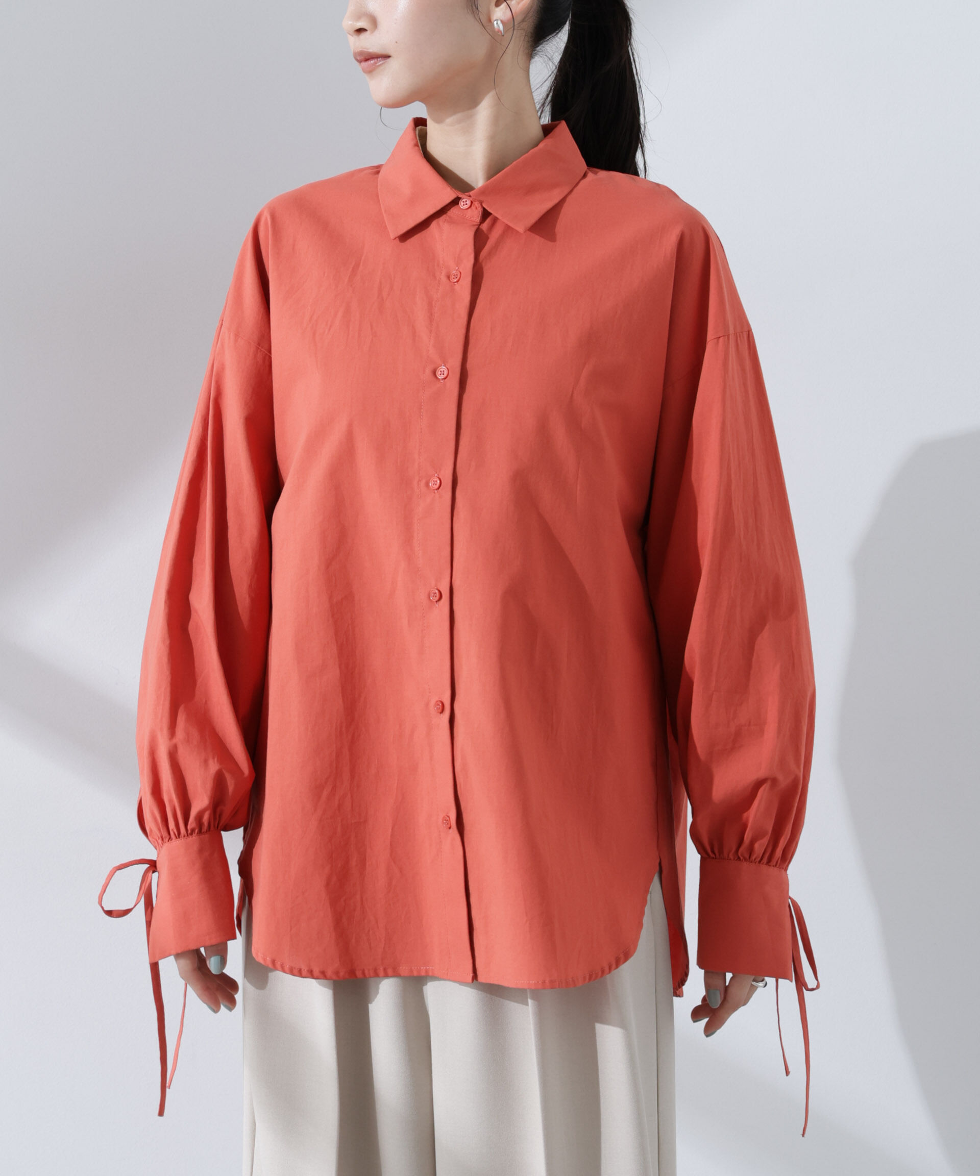 nano･universe「リボンスリーブシャツ」|シャツ・ブラウス|