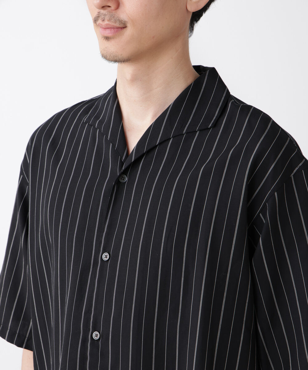 nano･universe「リネンブレンドピンストライプワイドカラーシャツ（セットアップ可)」|シャツ・ブラウス|