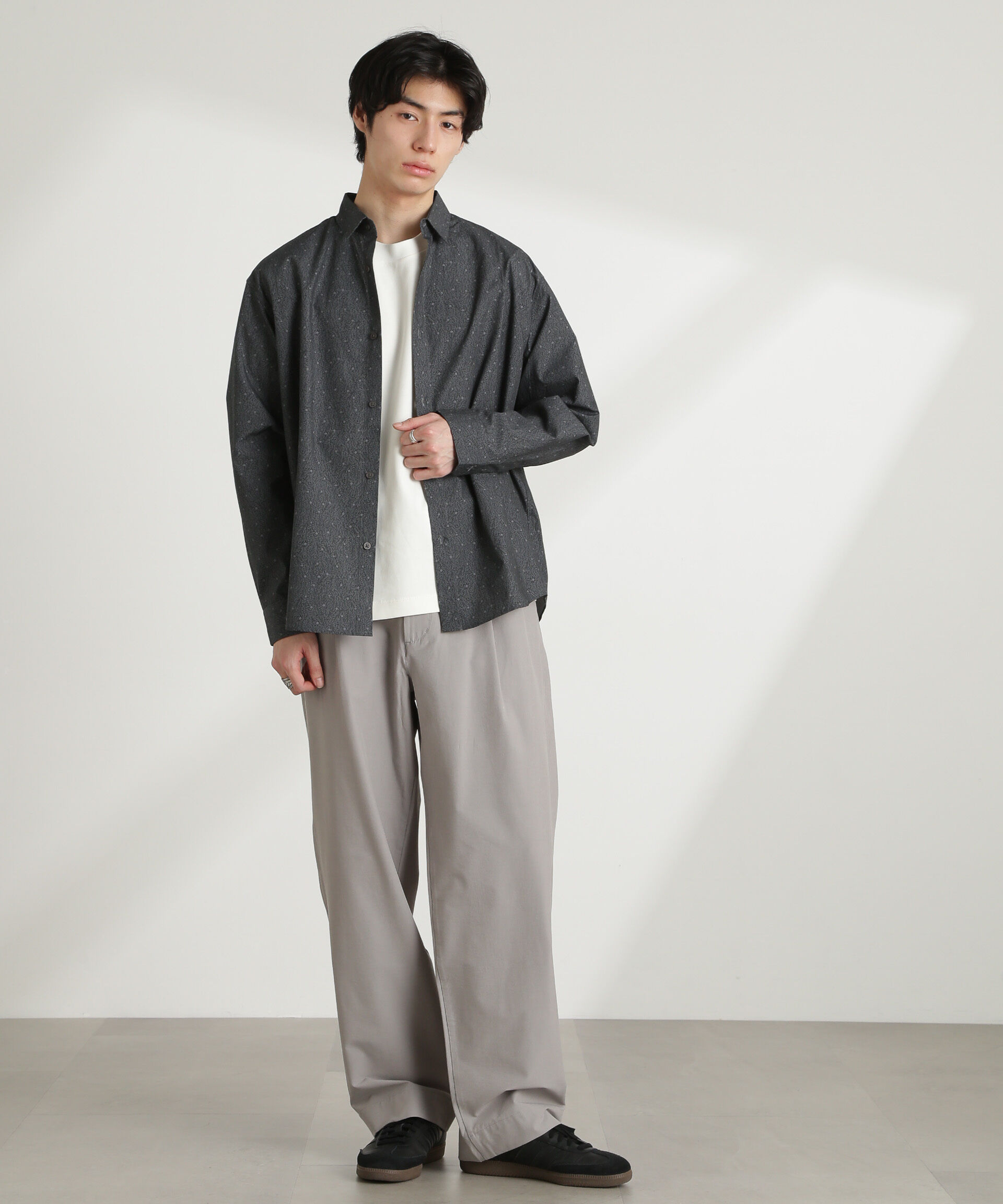 nano･universe「オリジナルパターンフラワープリントシャツ 長袖」|シャツ・ブラウス|