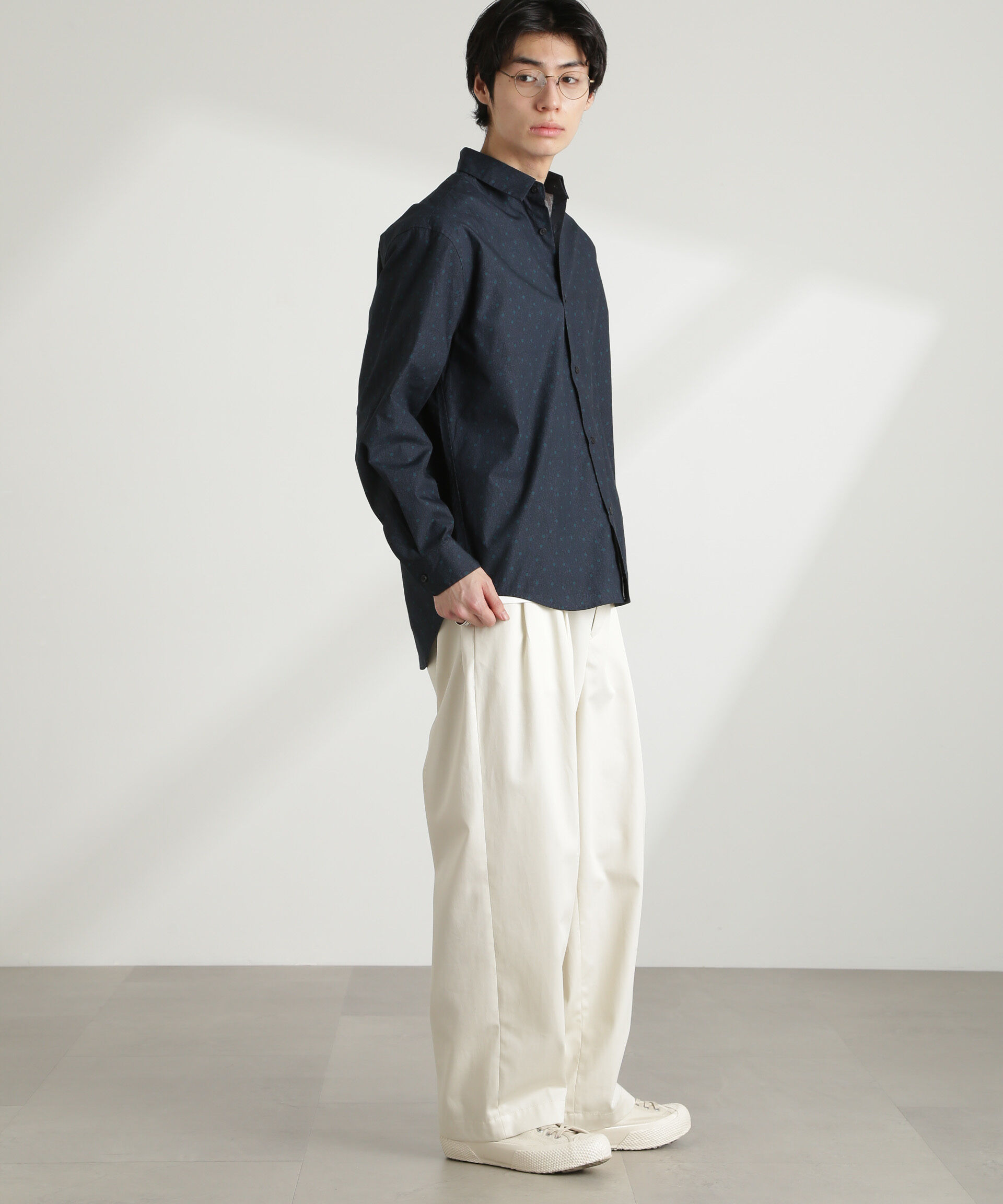 nano･universe「オリジナルパターンフラワープリントシャツ 長袖」|シャツ・ブラウス|