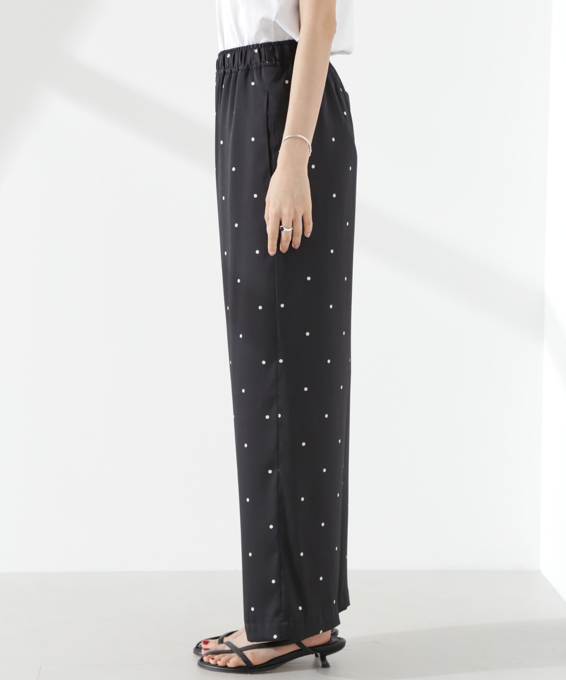 nano･universe「ドットリラクシーワイドパンツ(セットアップ可)」|チノ|