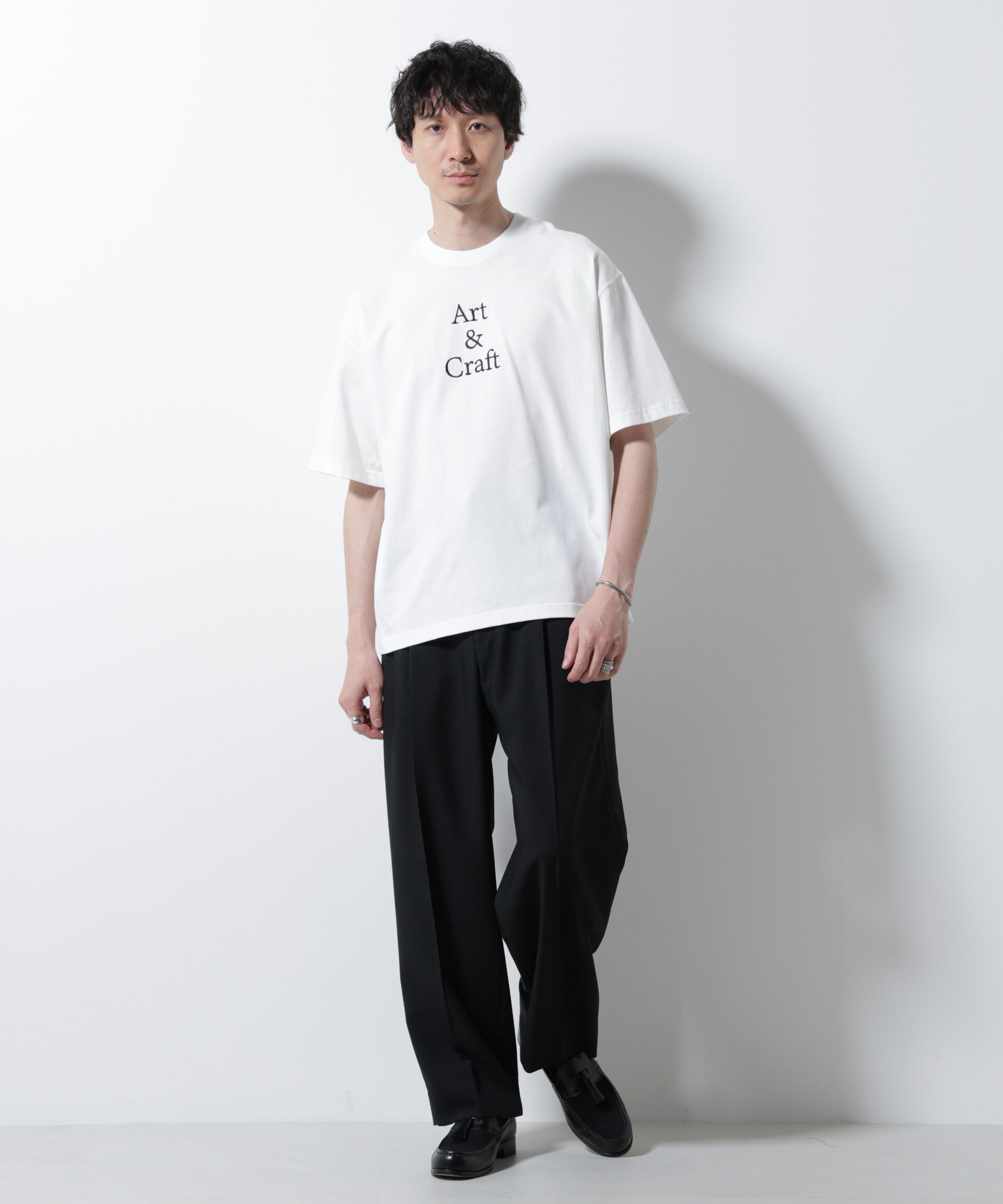 nano･universe「「Art & Craft」エディトリアル 刺繍Tシャツ」|Tシャツ・カットソー|