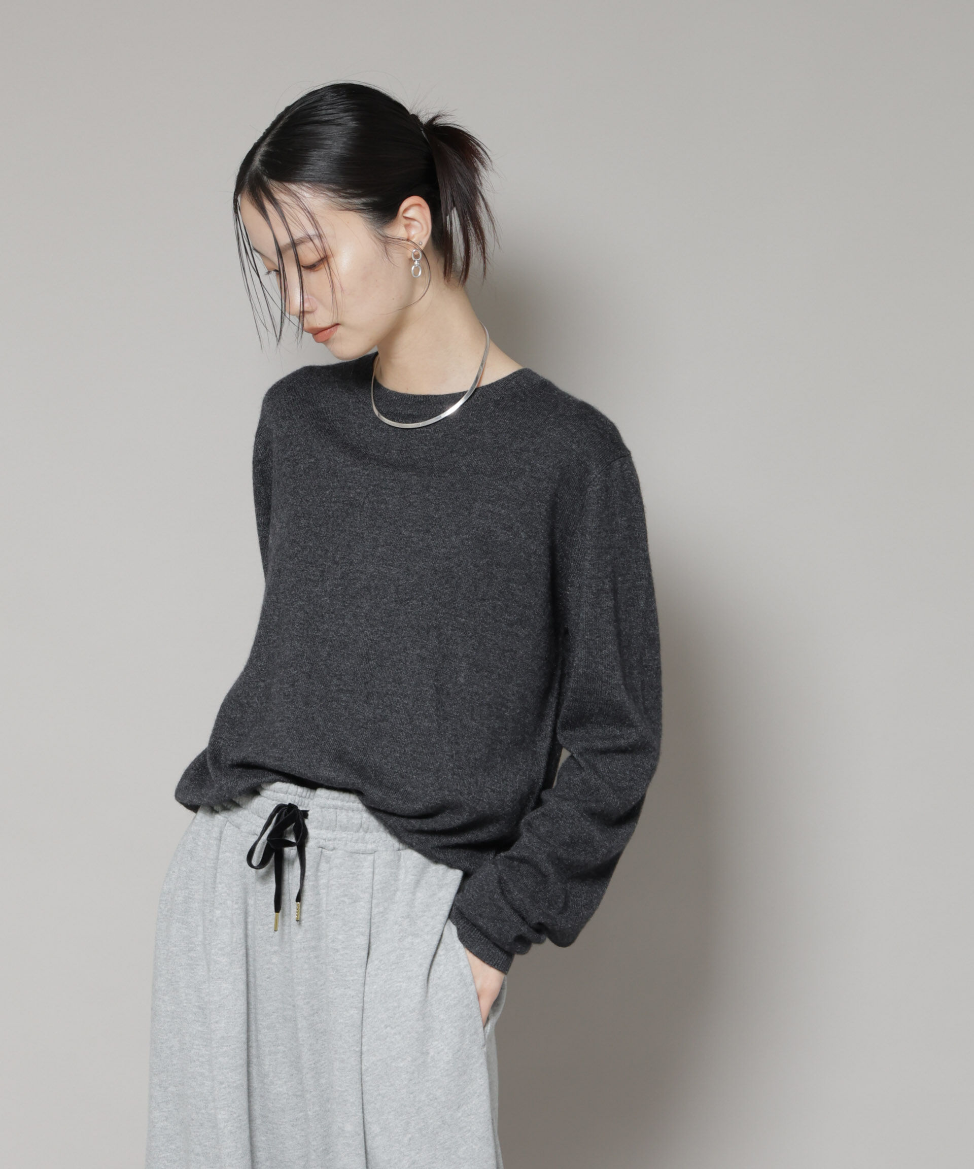 nano･universe「クルーネックカシミヤ混ニットプルオーバー」|ニット・セーター|