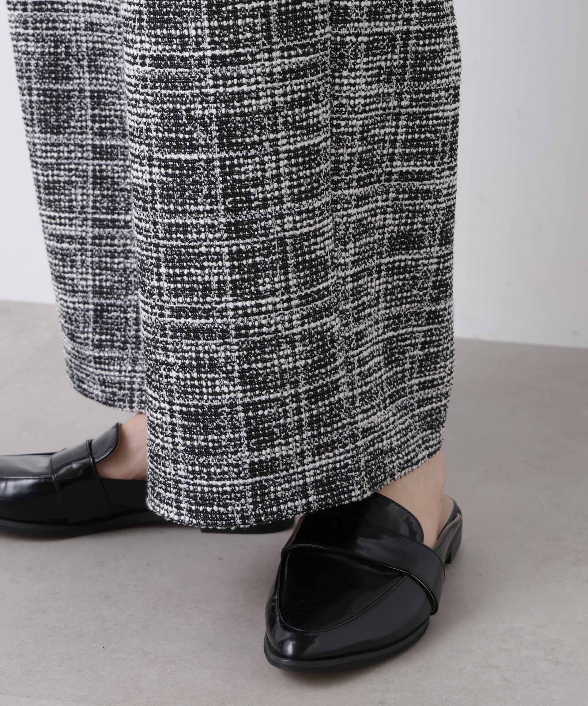 nano･universe「カットツイードドロストワイドパンツ(セットアップ可)」|チノ|