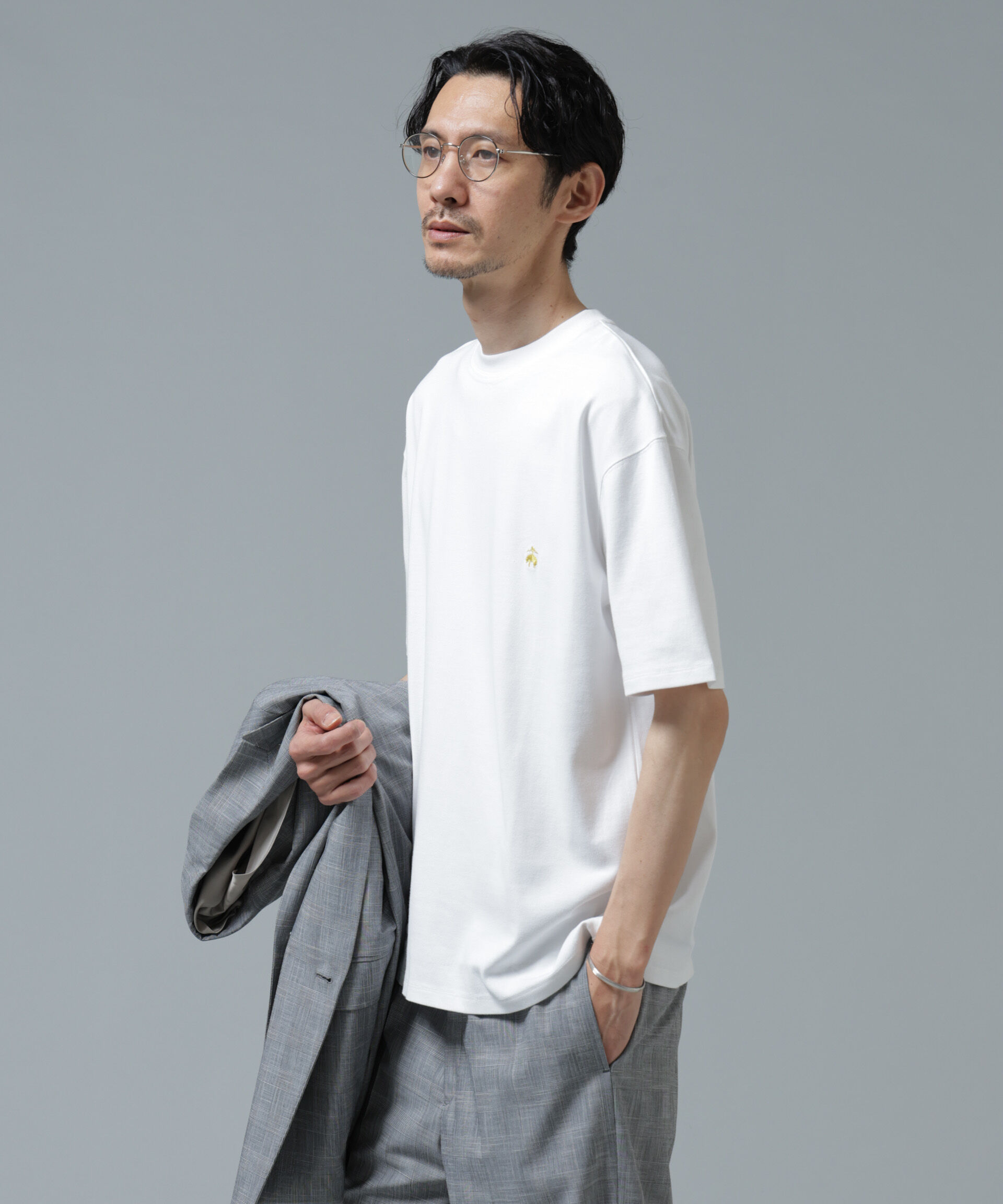 nano･universe「「Brooks Brothers別注」Anti Soaked(R) 汗染み防止 クルーネック ビッグシルエットTシャツ」|Tシャツ・カットソー|