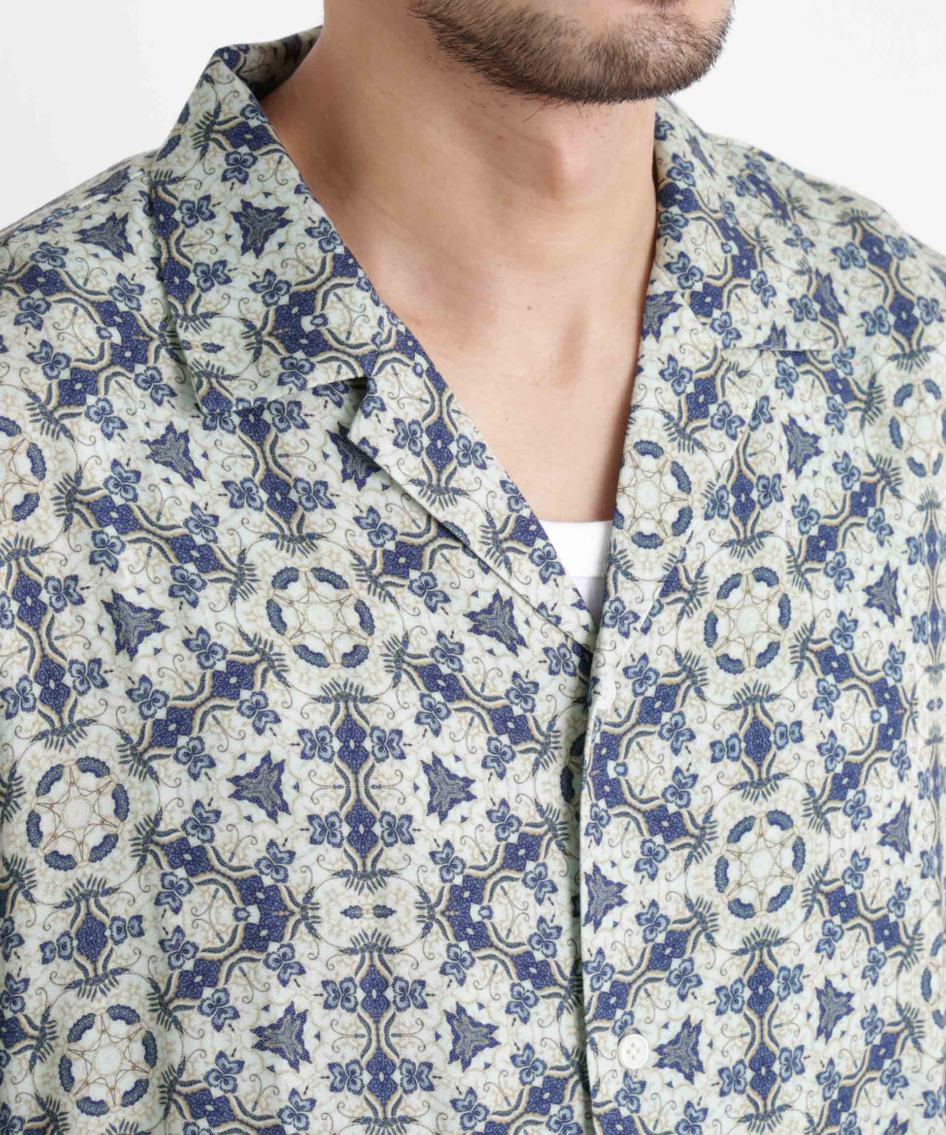 nano･universe「エスニックプリント オープンカラーシャツ」|シャツ・ブラウス|