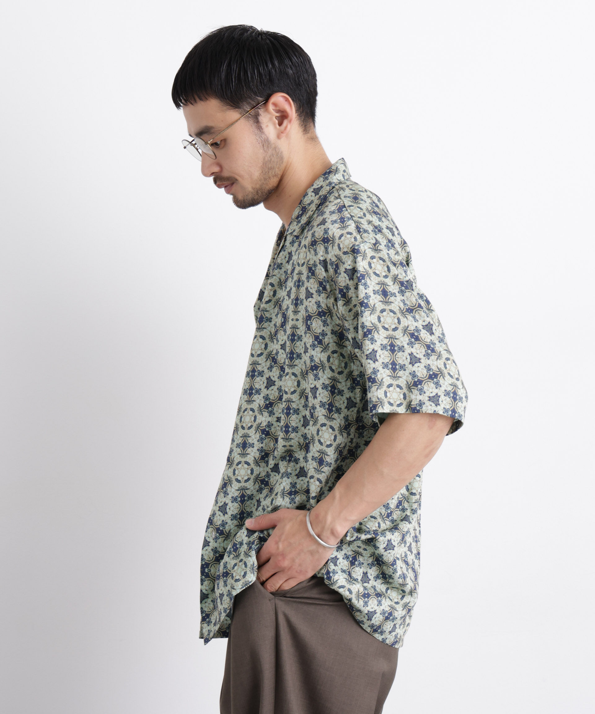 nano･universe「エスニックプリント オープンカラーシャツ」|シャツ・ブラウス|