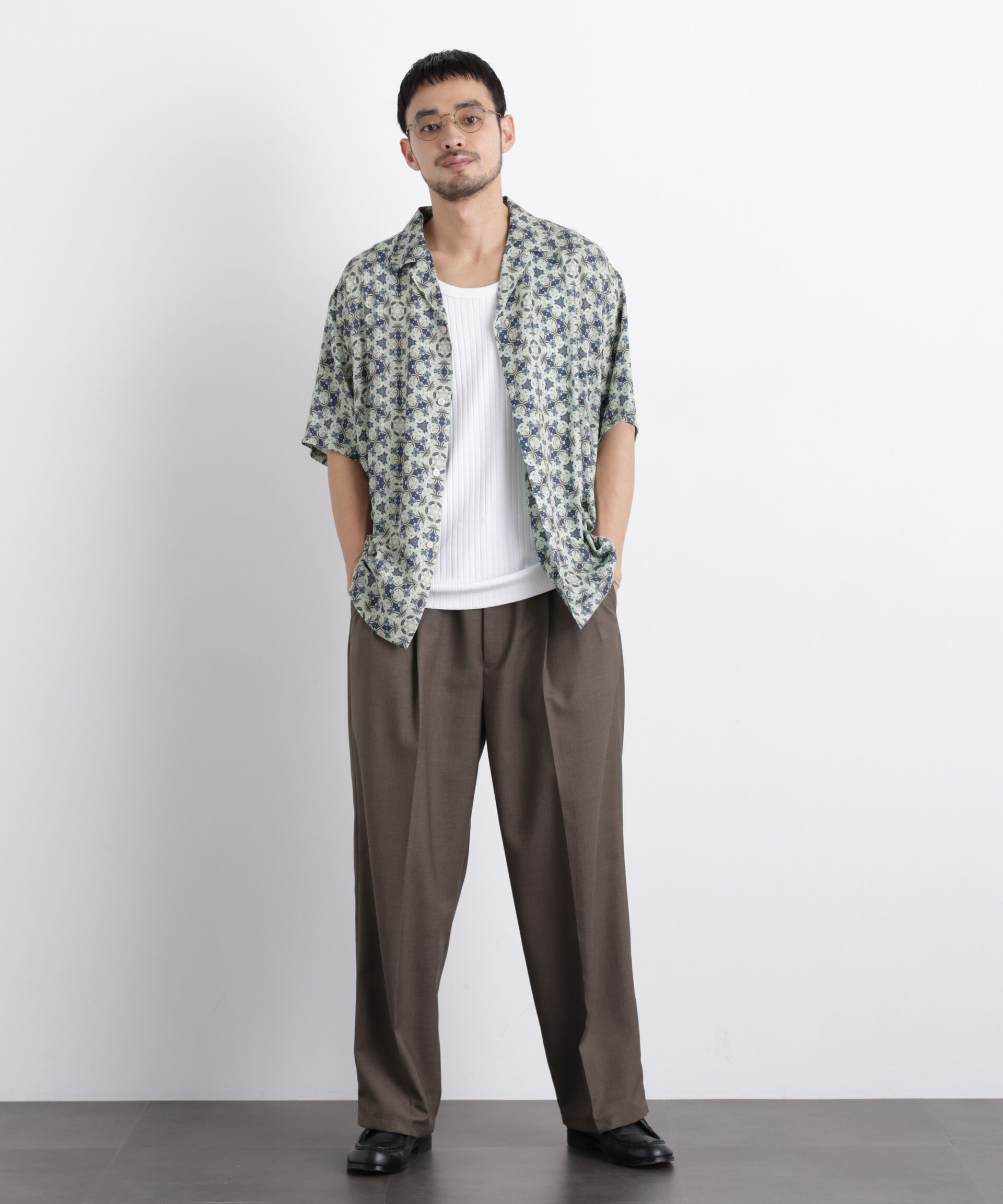 nano･universe「エスニックプリント オープンカラーシャツ」|シャツ・ブラウス|