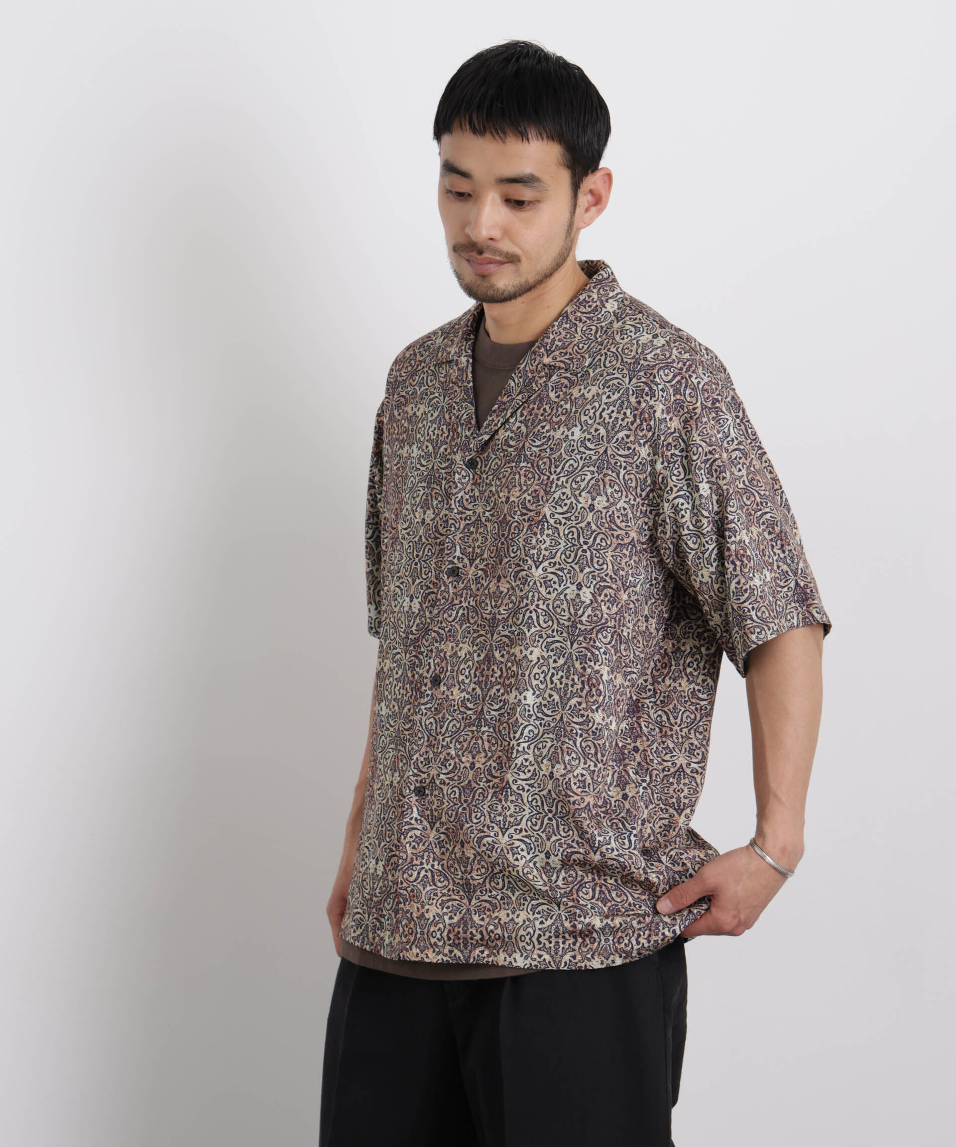 nano･universe「エスニックプリント オープンカラーシャツ」|シャツ・ブラウス|