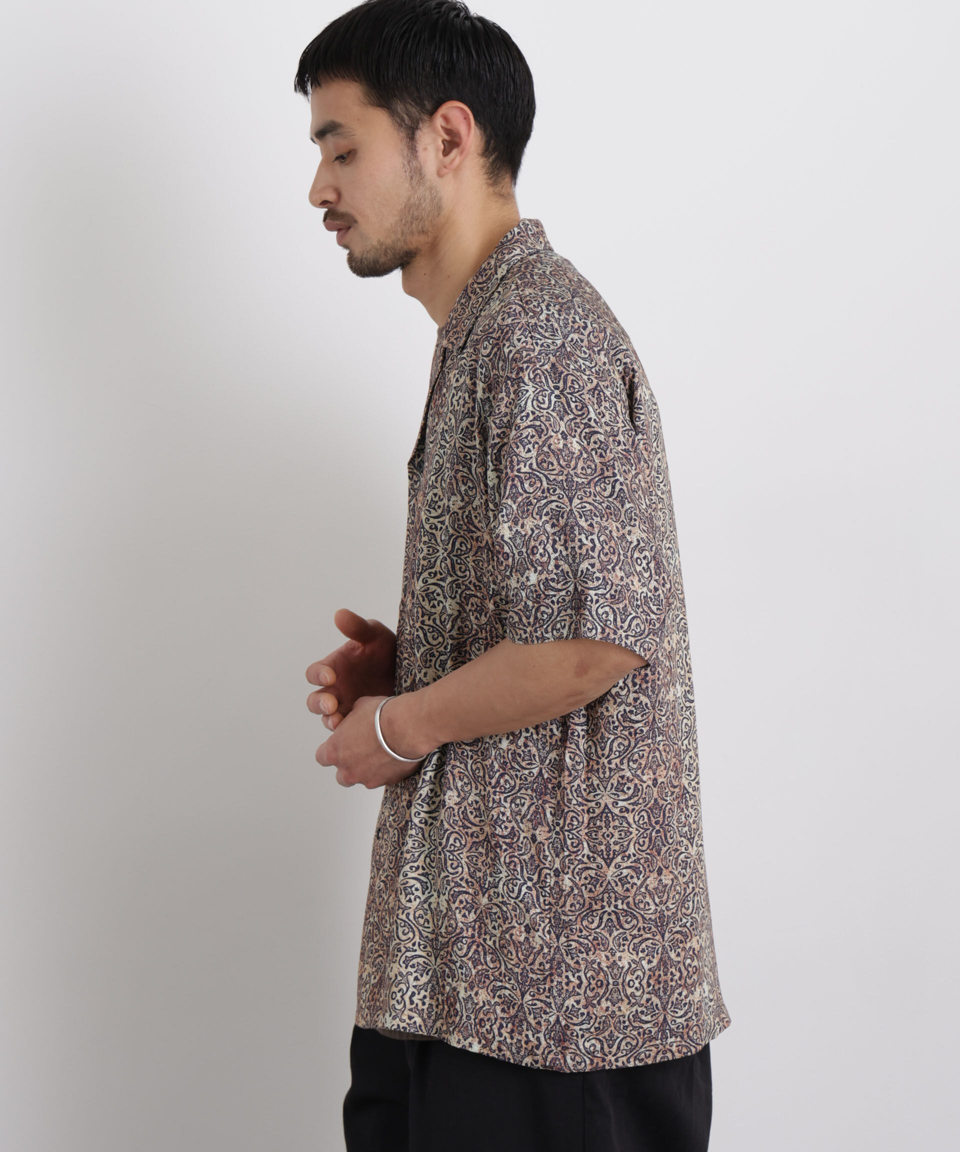 nano･universe「エスニックプリント オープンカラーシャツ」|シャツ・ブラウス|