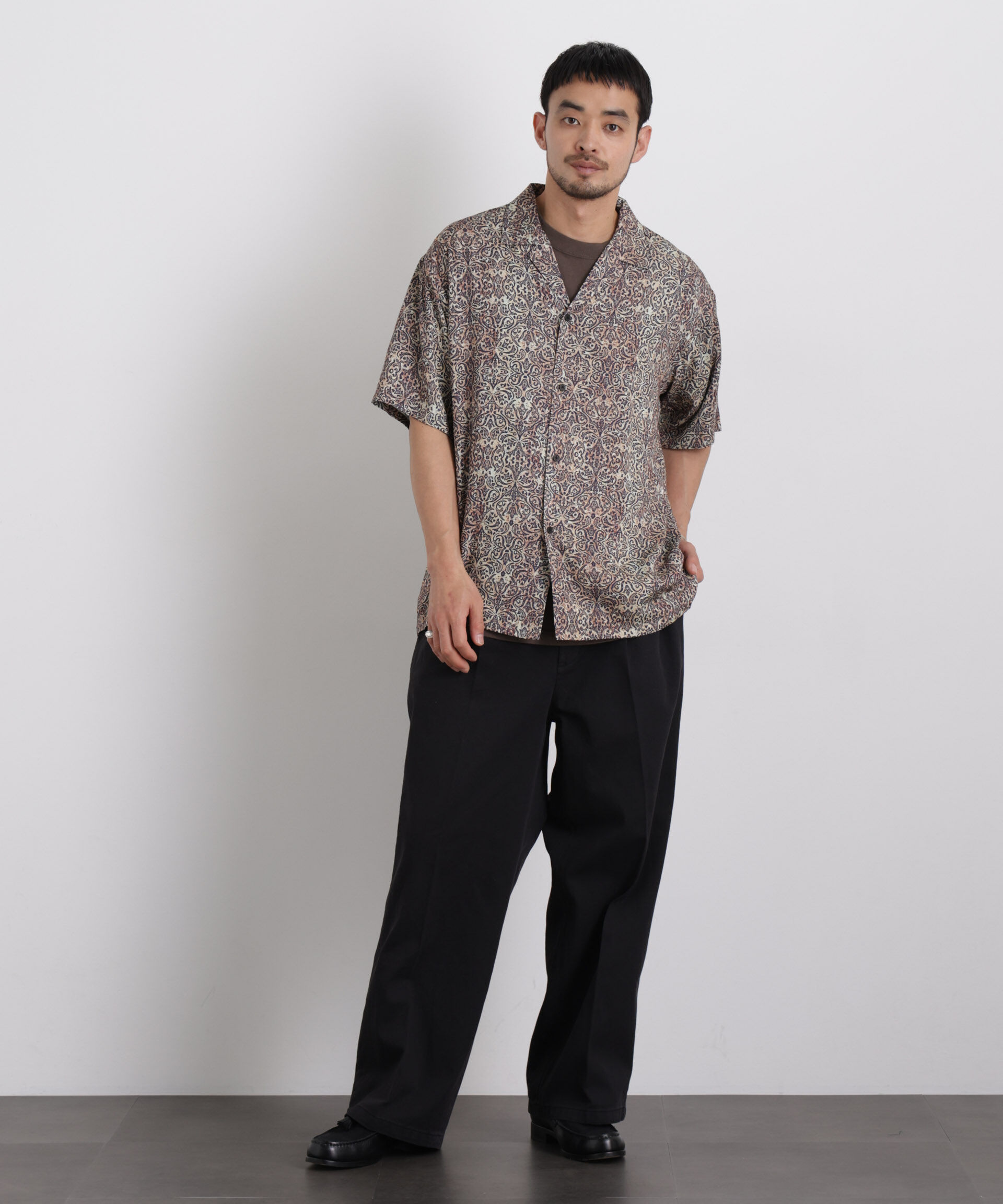 nano･universe「エスニックプリント オープンカラーシャツ」|シャツ・ブラウス|