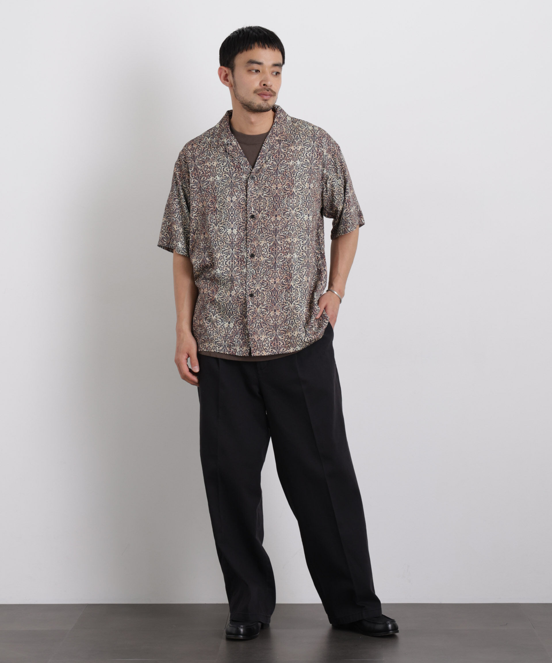 nano･universe「エスニックプリント オープンカラーシャツ」|シャツ・ブラウス|