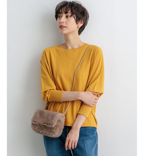 23区「【洗える/ご好評につきカラー追加】ヴィスコースストレッチ ドルマン ニット」|ニット・セーター|イエロー系