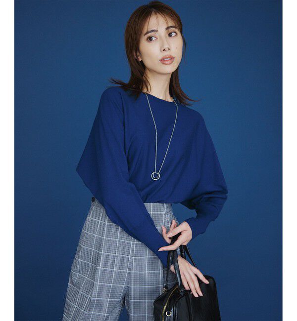 23区「【洗える/ご好評につきカラー追加】ヴィスコースストレッチ ドルマン ニット」|ニット・セーター|ブルー系