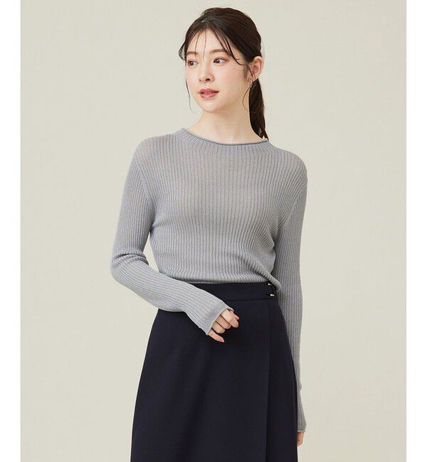 ANY SIS「【洗える】ラメシアーリブ ニット」|ニット・セーター|グレー