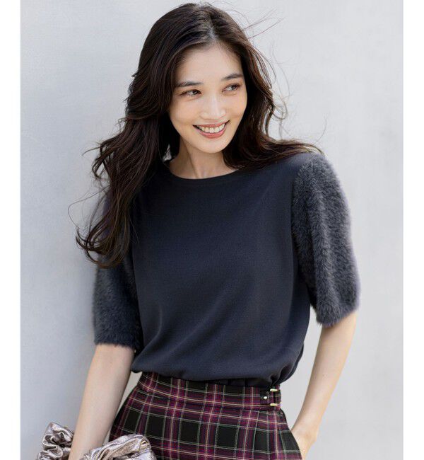 any SiS「【洗える】シャギースリーブ ニット」|ニット・セーター|スレート