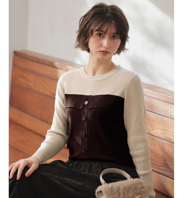 ANY SIS「ビスチェ風 長袖 ニット」|ニット・セーター|