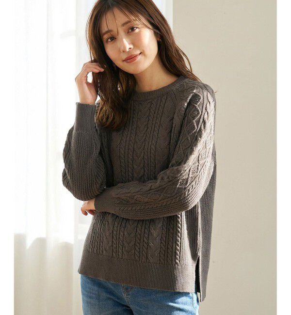 ANY SIS「ケーブル ニット プルオーバー」|ニット・セーター|スレート